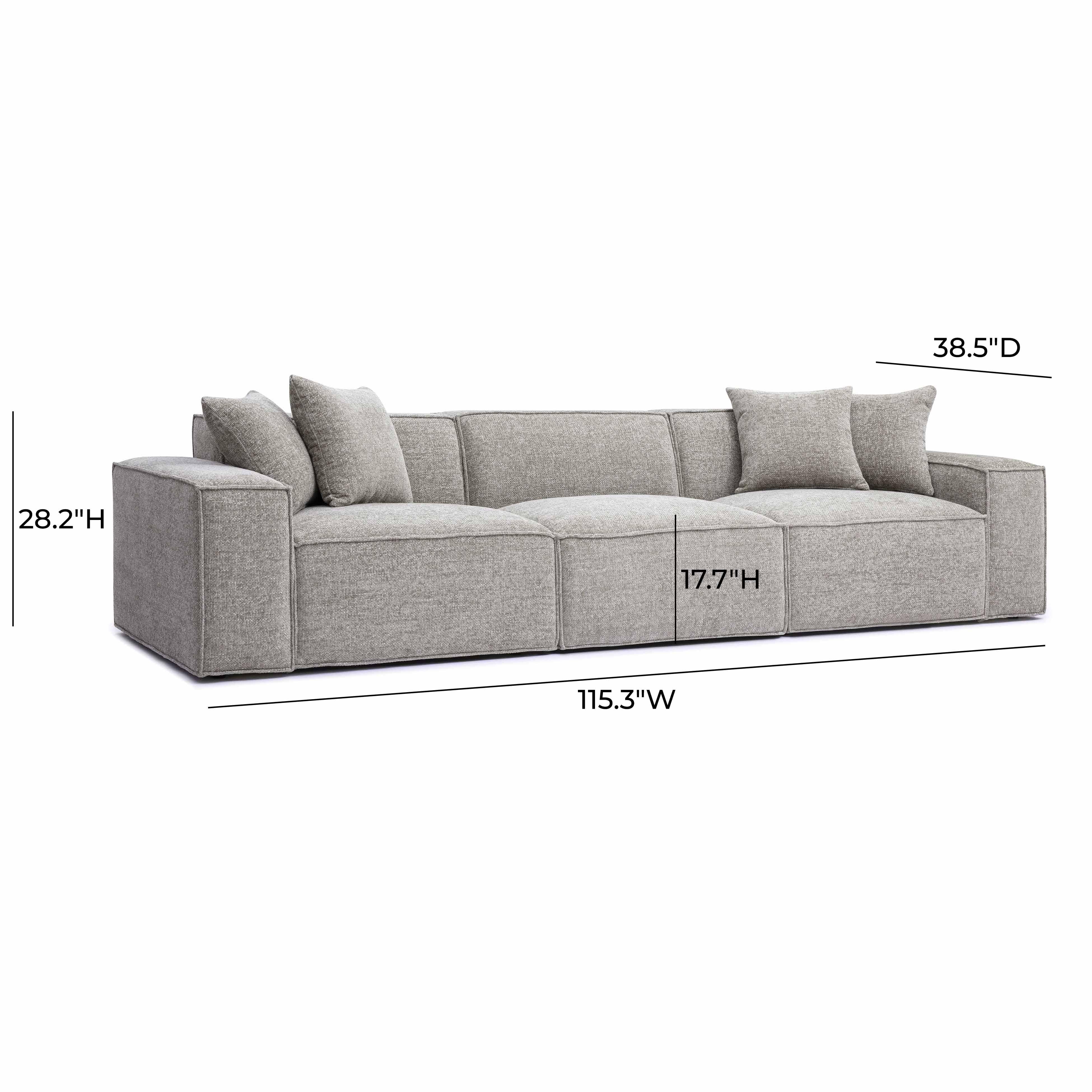 Mindy 115" Performance Chenille Basketweave Modular Sofa
