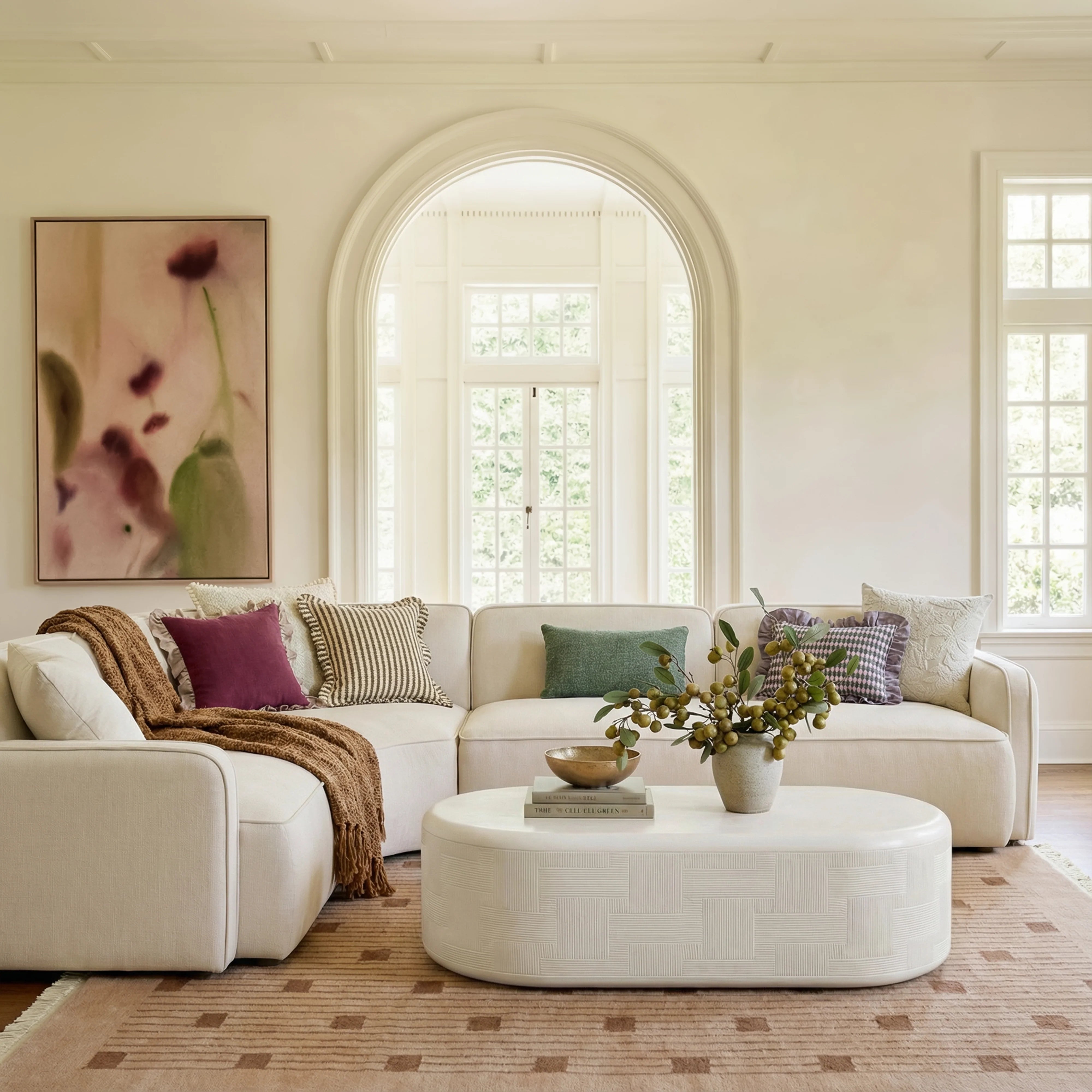 Travie 5-Piece Sand Upcycled Performance Linen Modular Large L-Sectional