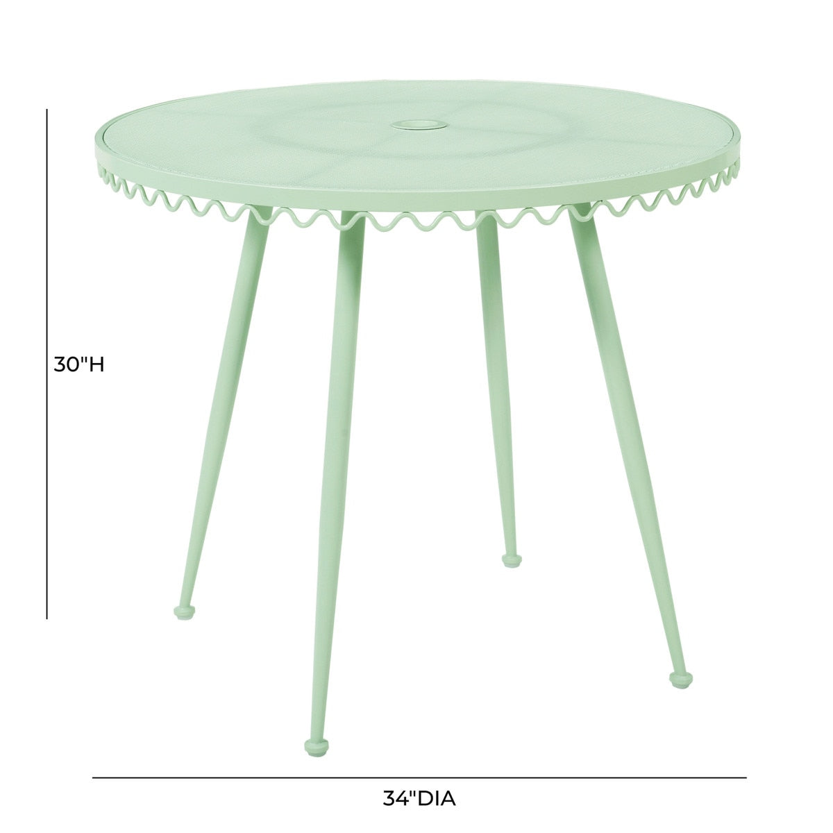 Table de café d'extérieur en fer forgé vert menthe Erica