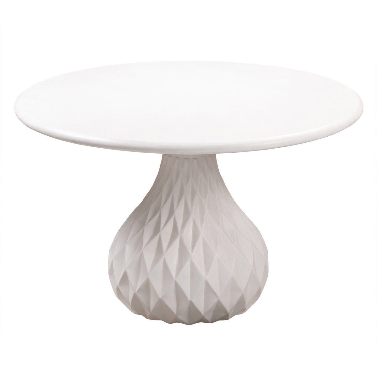 Table à manger ronde d'intérieur/extérieur en béton ivoire Tulum de 47 po