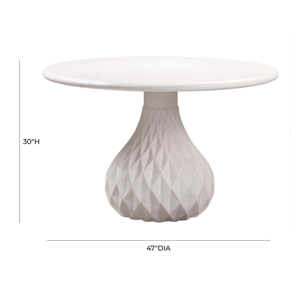 Table à manger ronde d'intérieur/extérieur en béton ivoire Tulum de 47 po