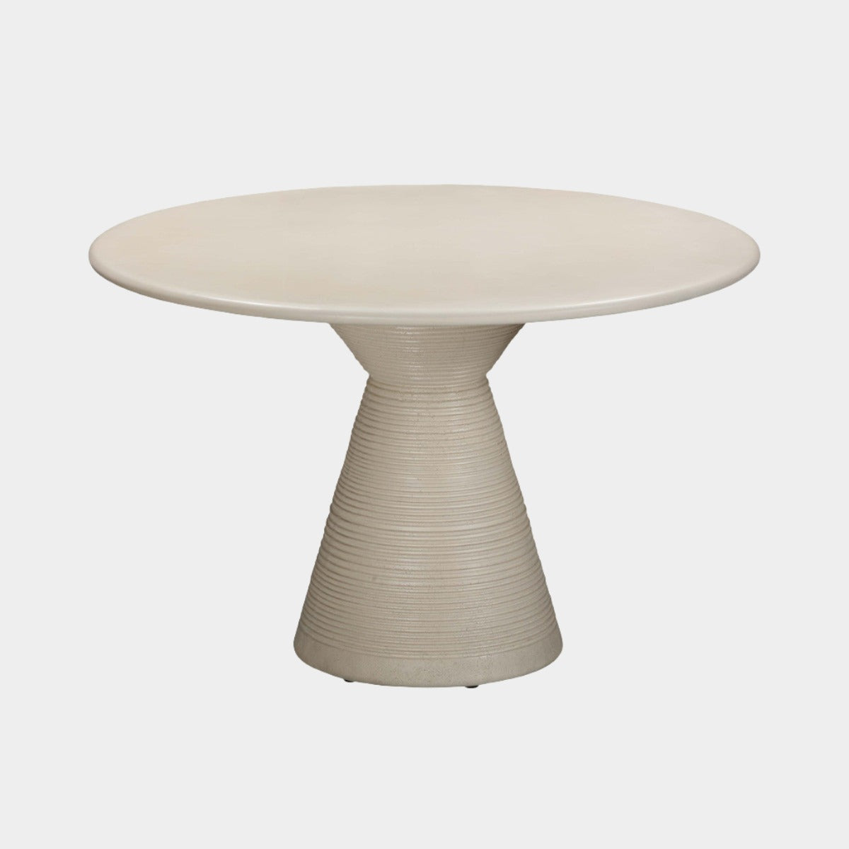 Table à manger ronde en béton texturé imitation plâtre beige fougère pour intérieur/extérieur de 47 po