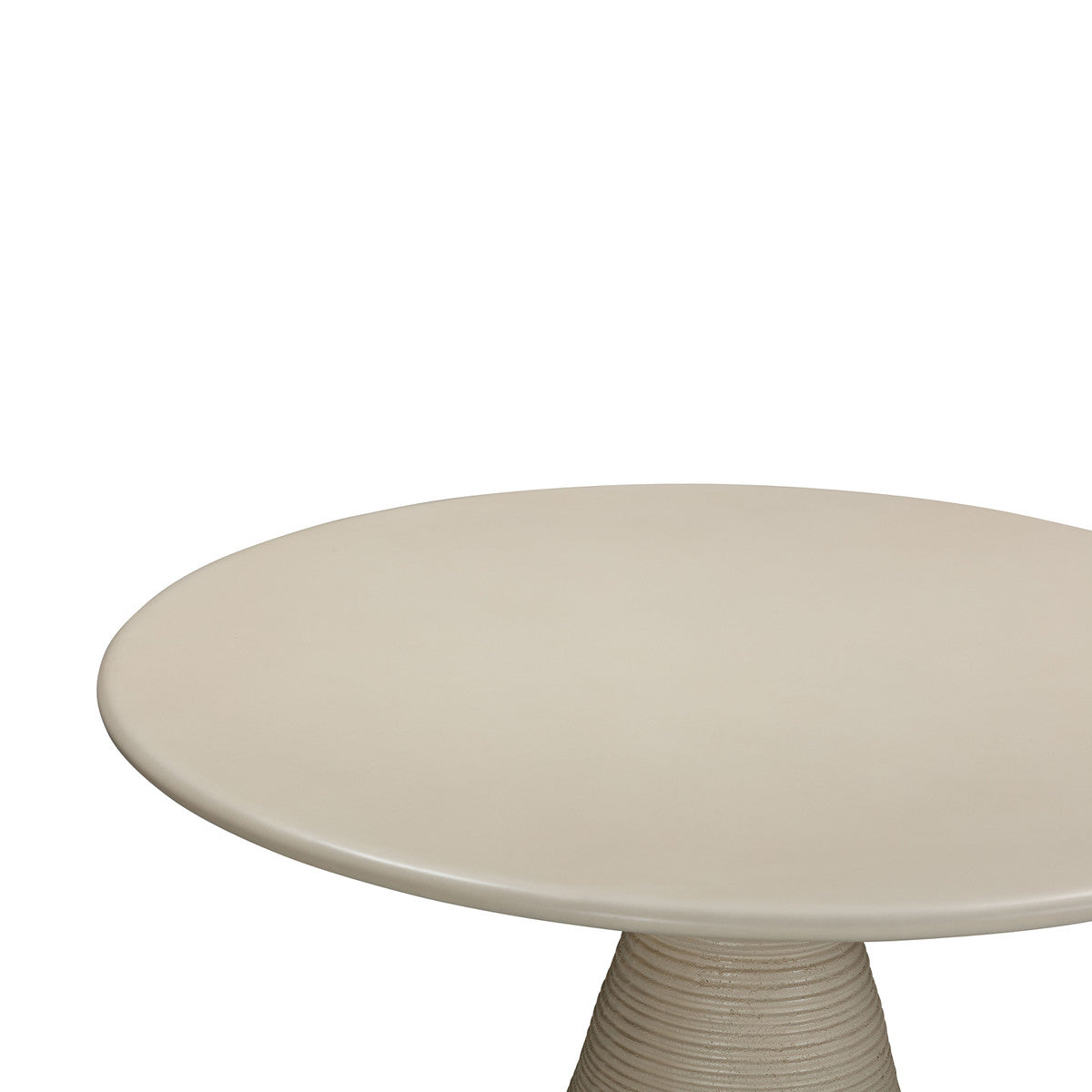 Table à manger ronde en béton texturé imitation plâtre beige fougère pour intérieur/extérieur de 47 po