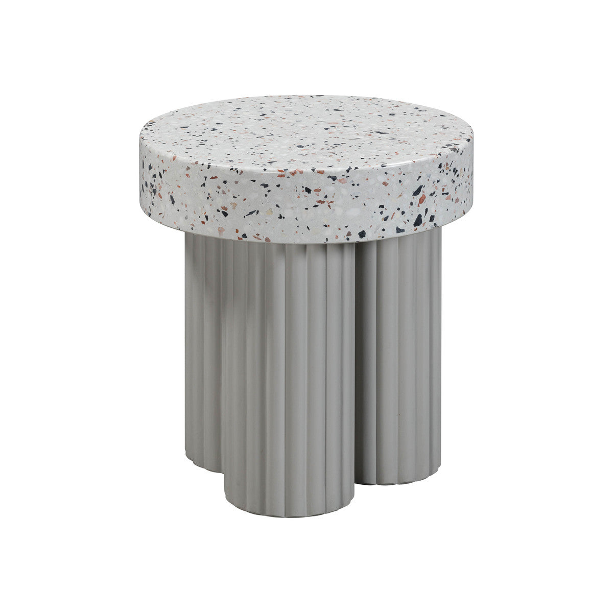 Table d'appoint ronde d'intérieur/extérieur en faux terrazzo Clover