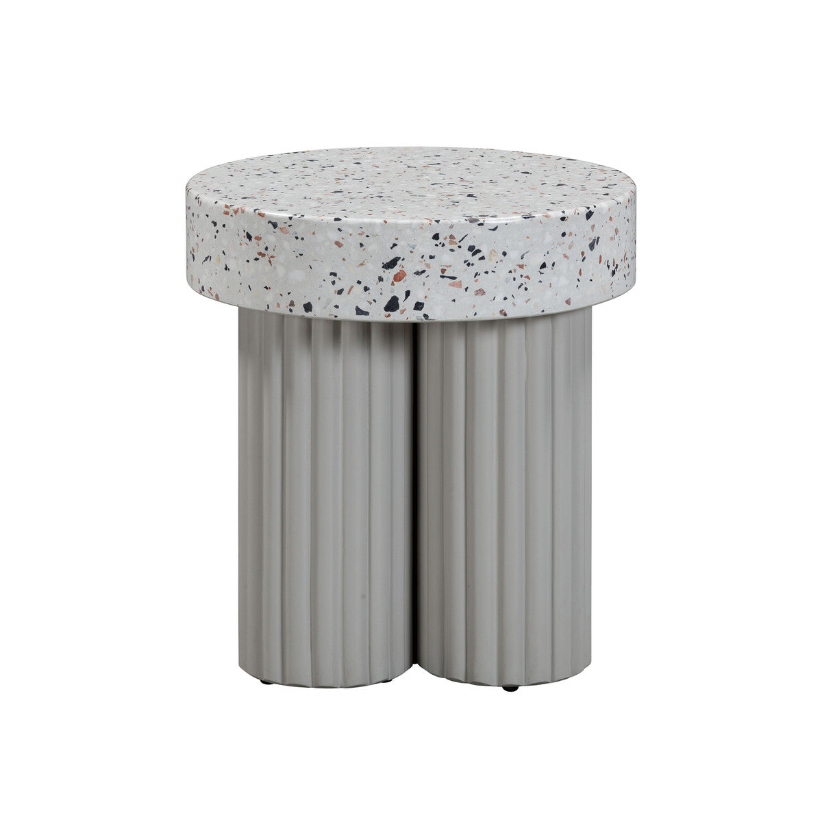 Table d'appoint ronde d'intérieur/extérieur en faux terrazzo Clover