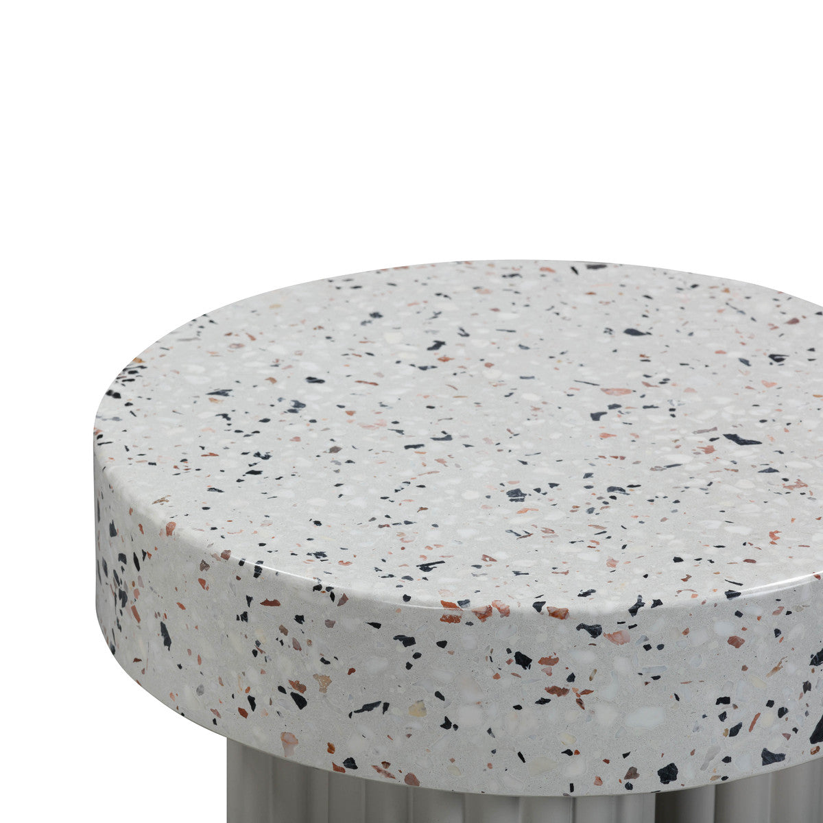Table d'appoint ronde d'intérieur/extérieur en faux terrazzo Clover