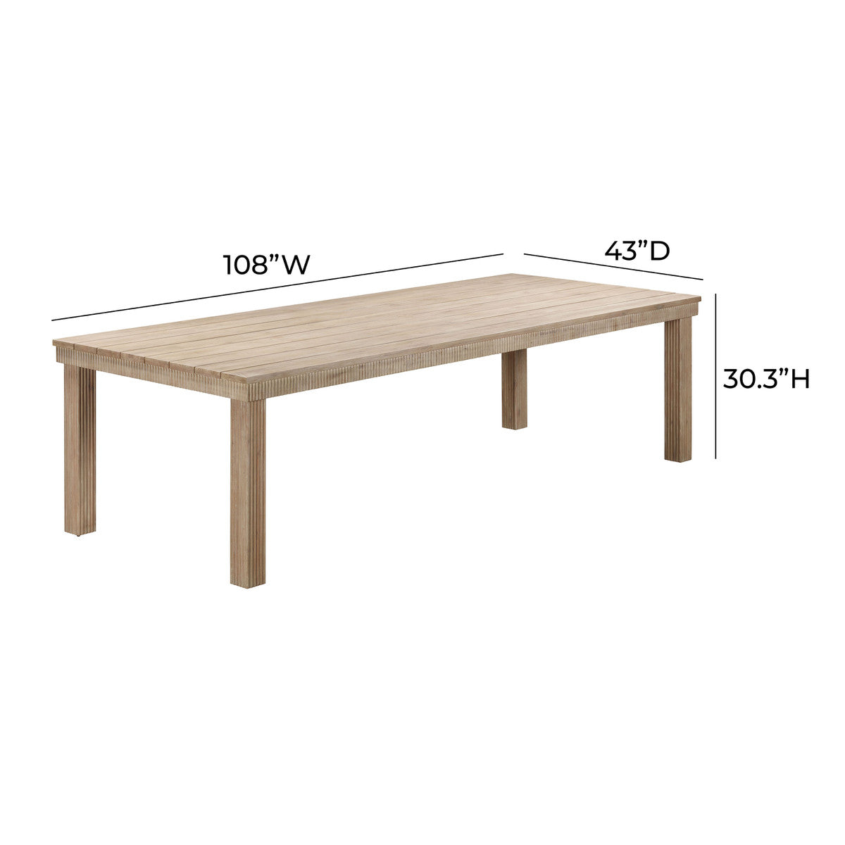 Table à manger rectangulaire d'extérieur Cassie Natural