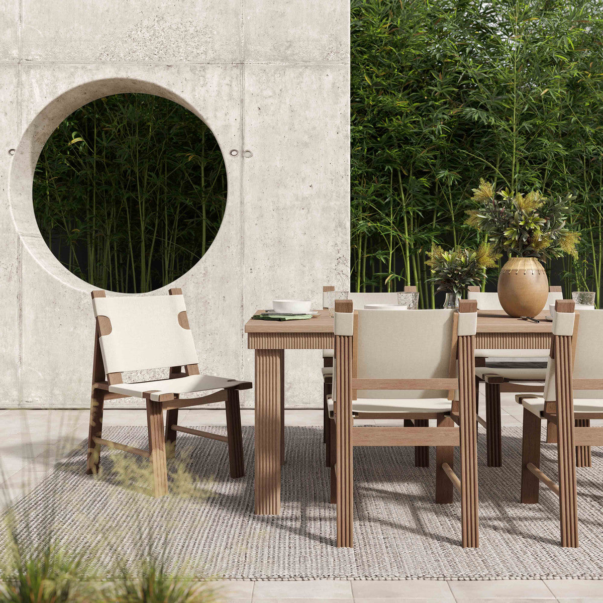 Chaise de salle à manger d'extérieur Cassie Cream - Lot de 2