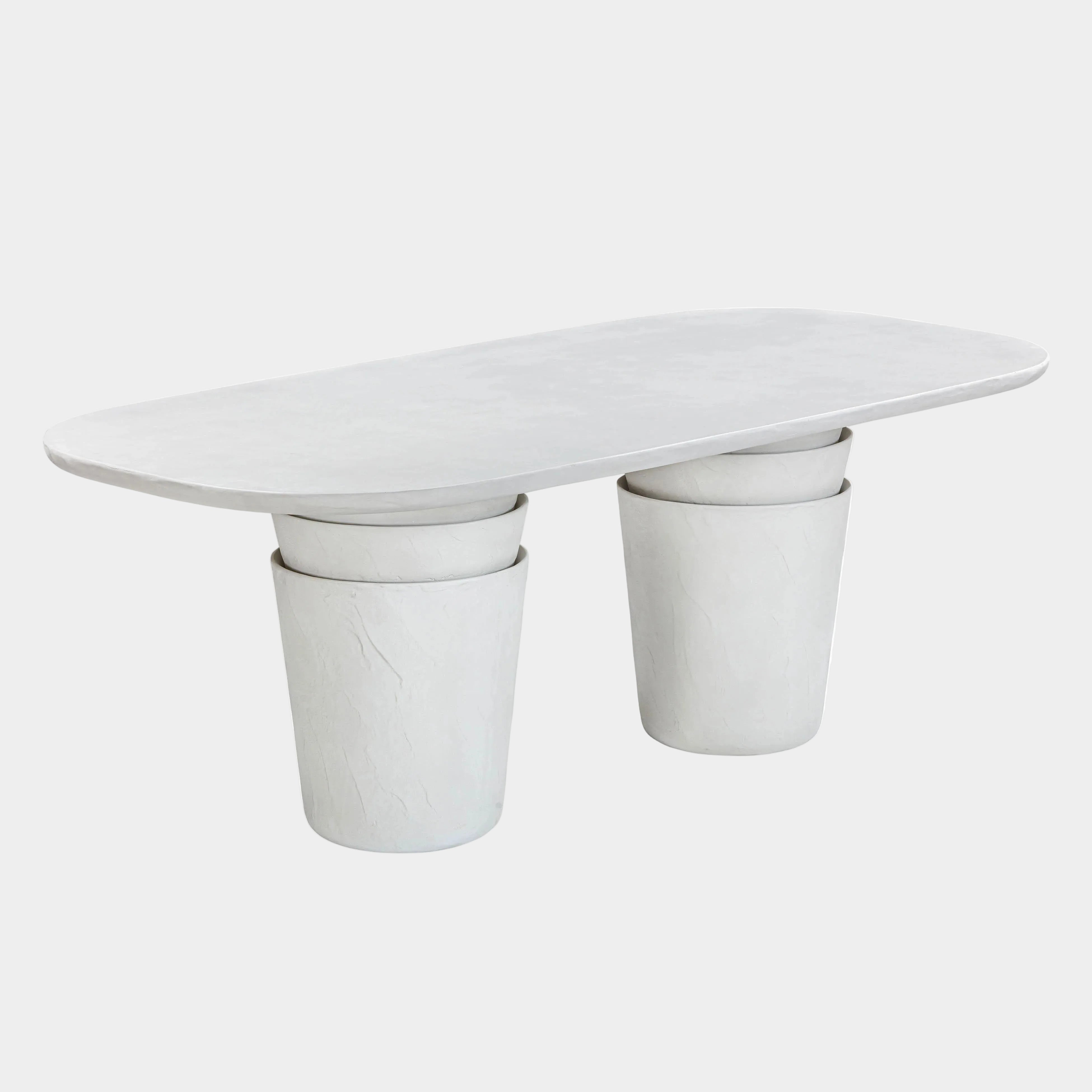 Margot 83" Light Grey Faux Plaster Indoor/Outdoor Concrete Oval Dining Table