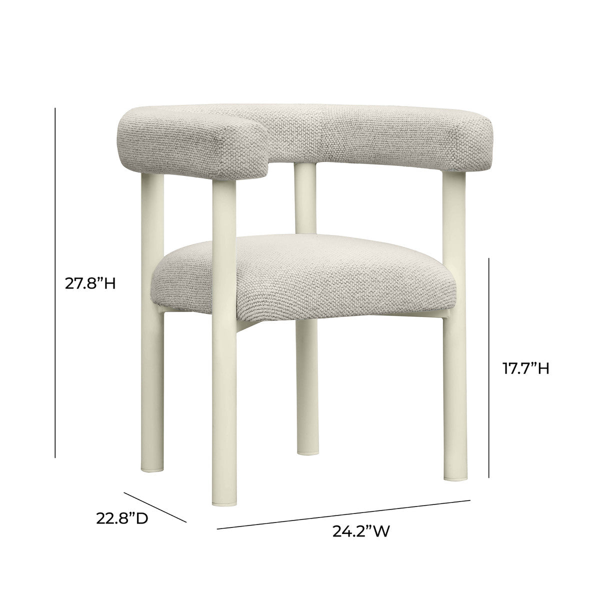 Chaise de salle à manger d'extérieur texturée Jackie Cream