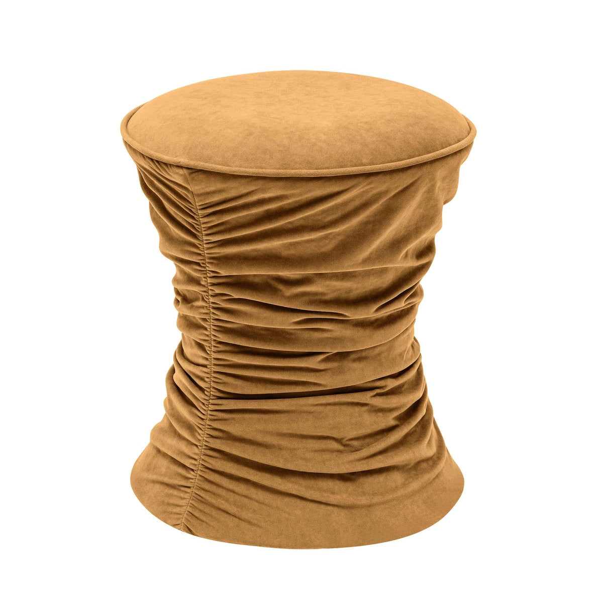 Pouf ajustable en velours froncé Bounce Terracotta