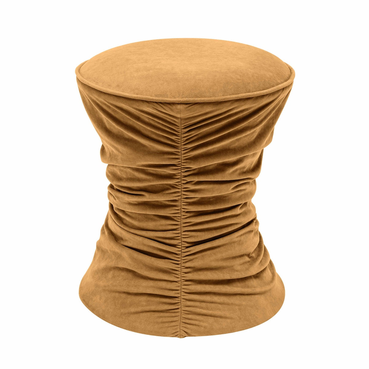 Pouf ajustable en velours froncé Bounce Terracotta