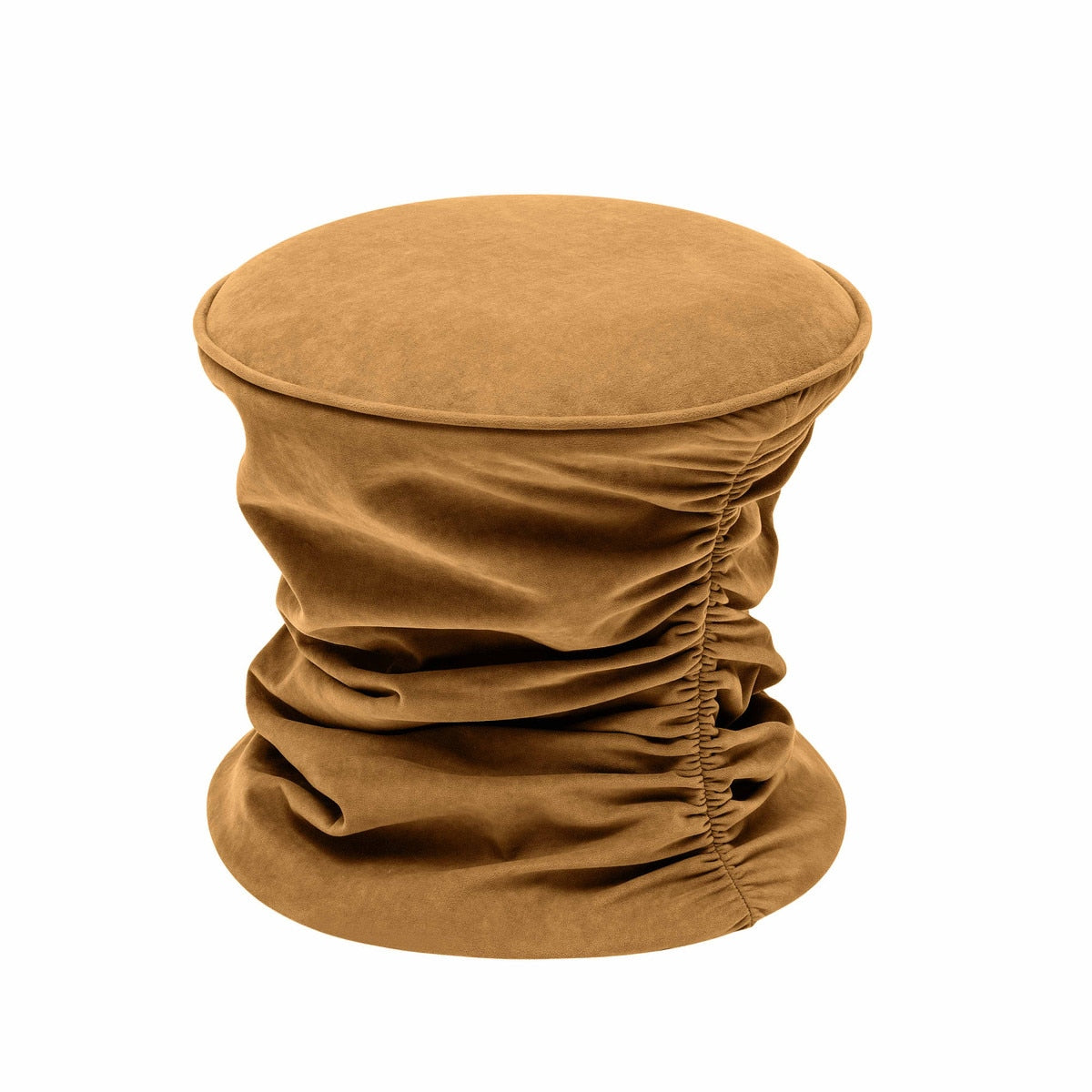 Pouf ajustable en velours froncé Bounce Terracotta