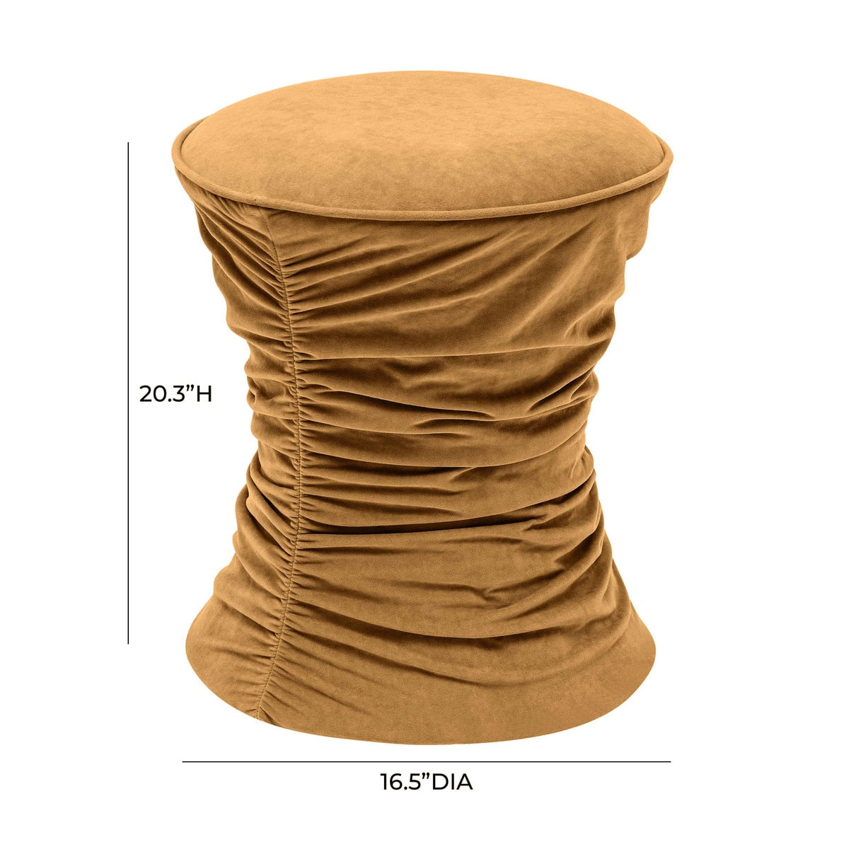 Pouf ajustable en velours froncé Bounce Terracotta