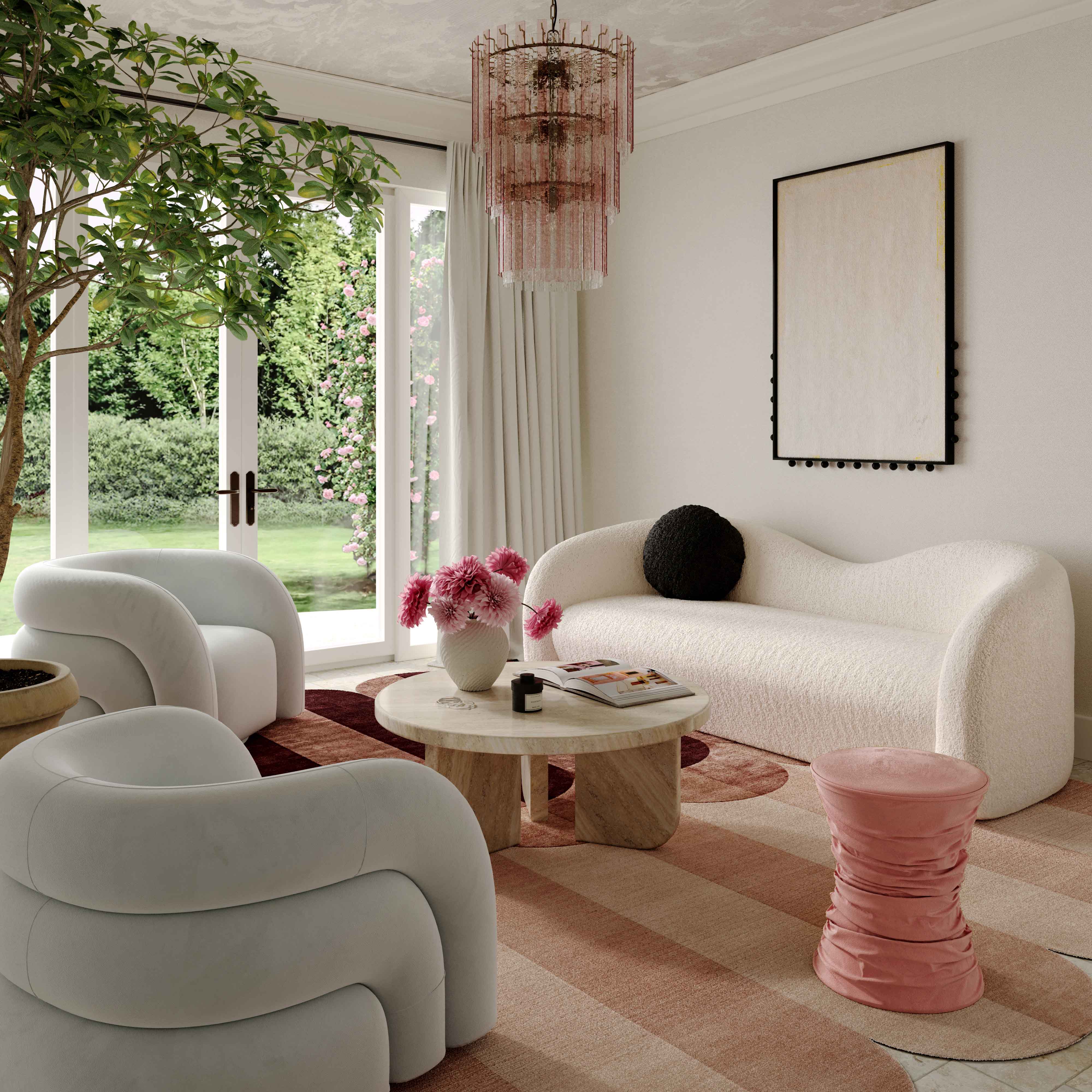 Bounce Ruched Performance Velvet Adjustable Ottoman