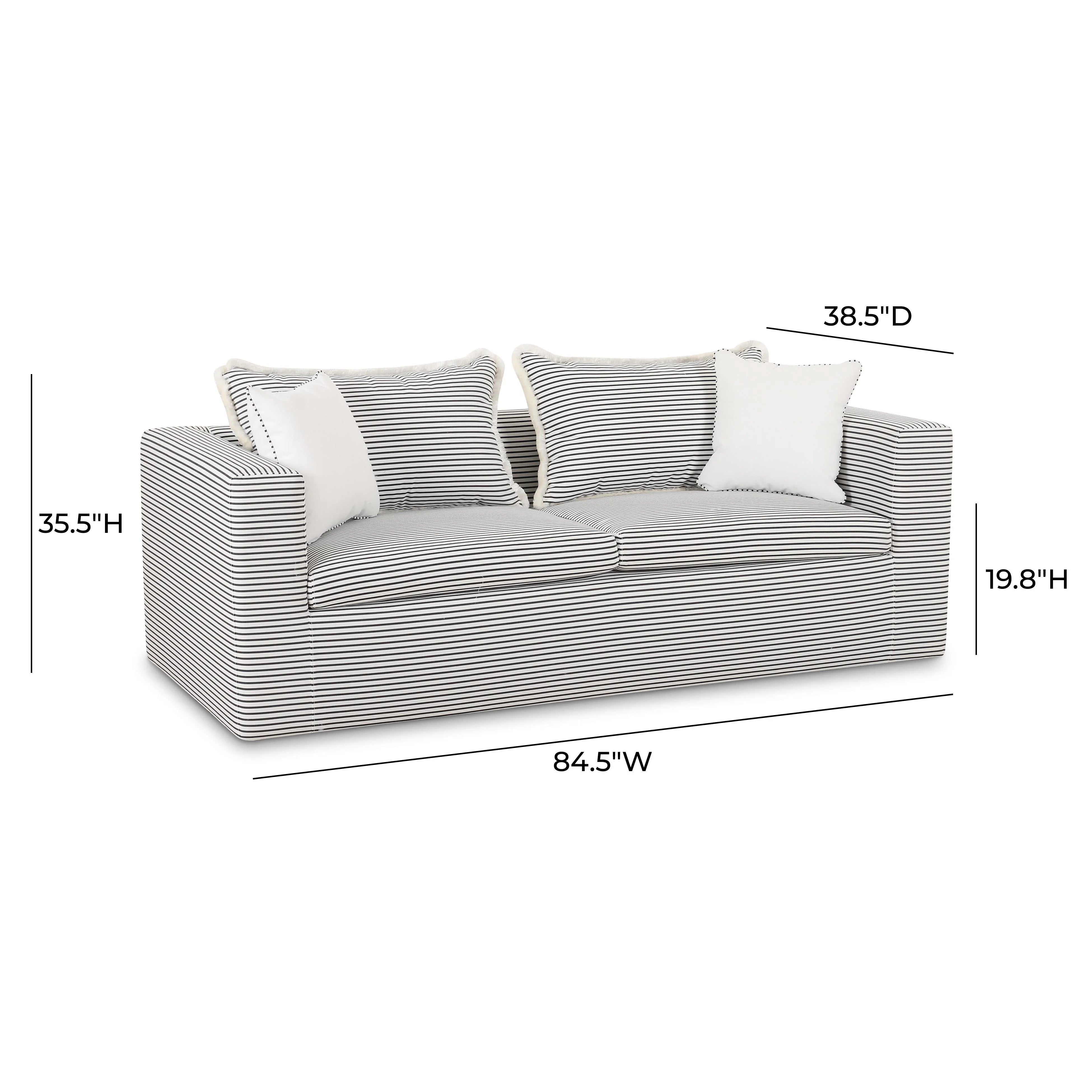 Salty 84.5" Striped Contract-Grade Indoor/Outdoor Sofa