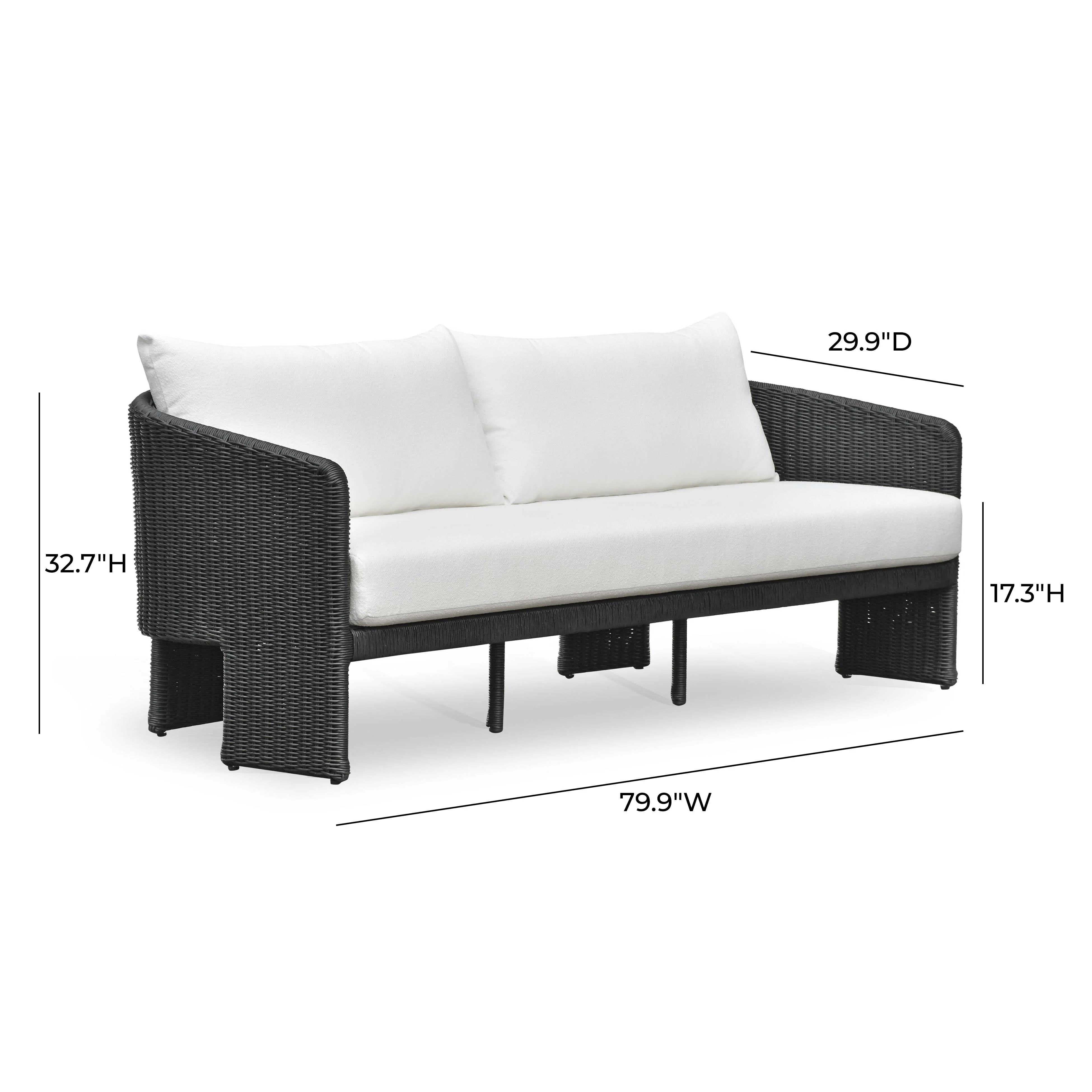 Alexa 80" Rattan Performance Fabric Outdoor Sofa