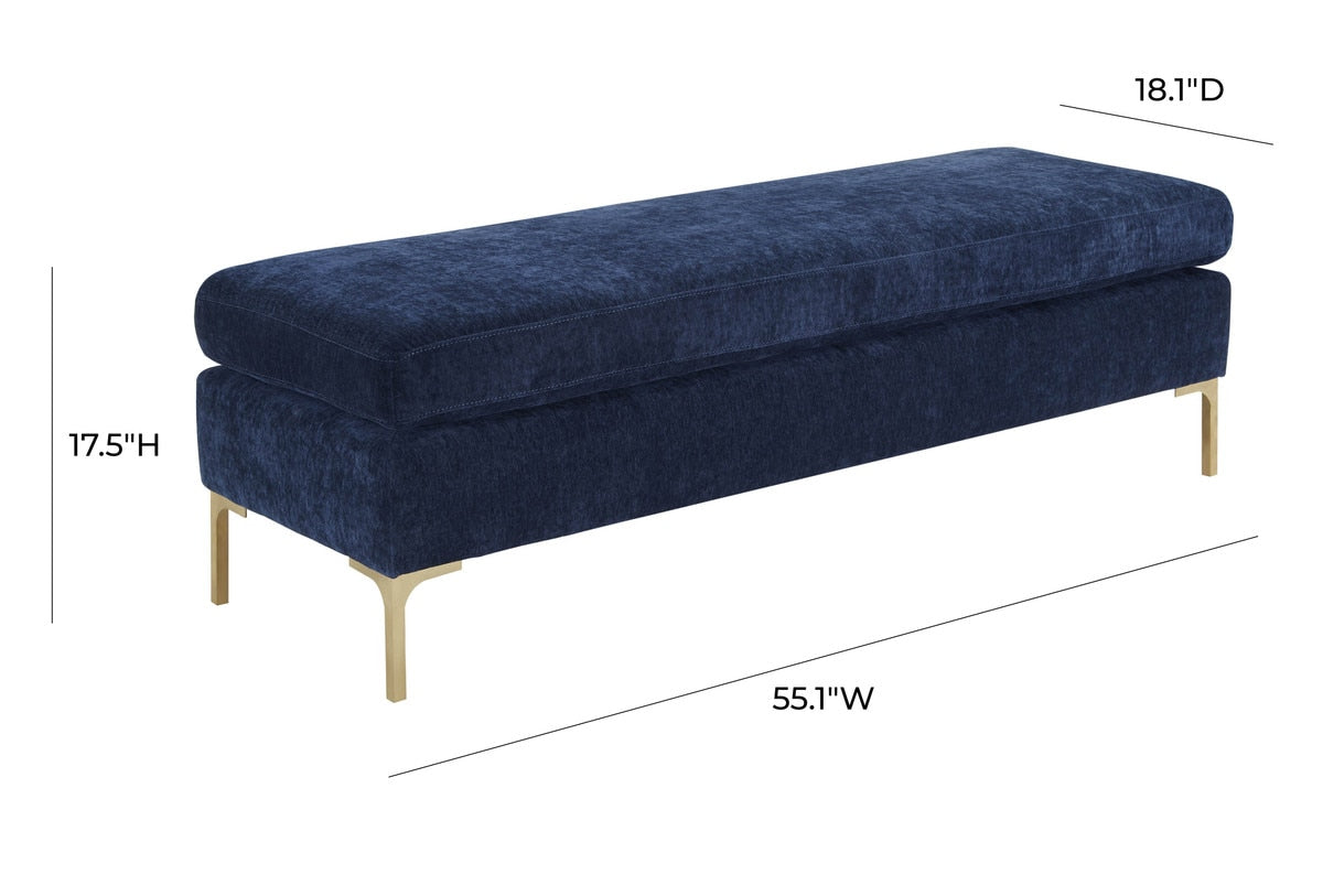 Banc en velours texturé bleu marine Delilah