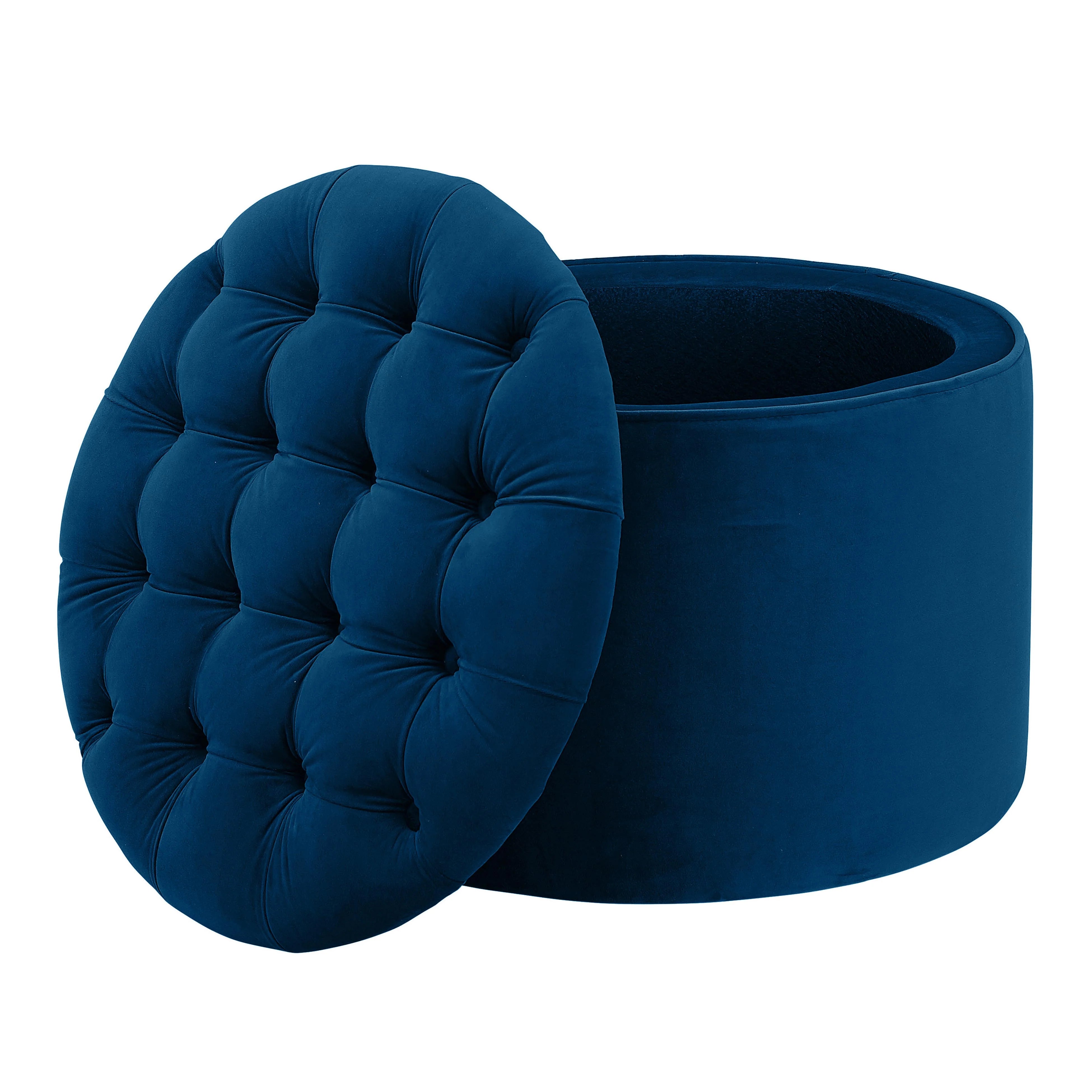 Queen Performance Velvet Round Storage Ottoman