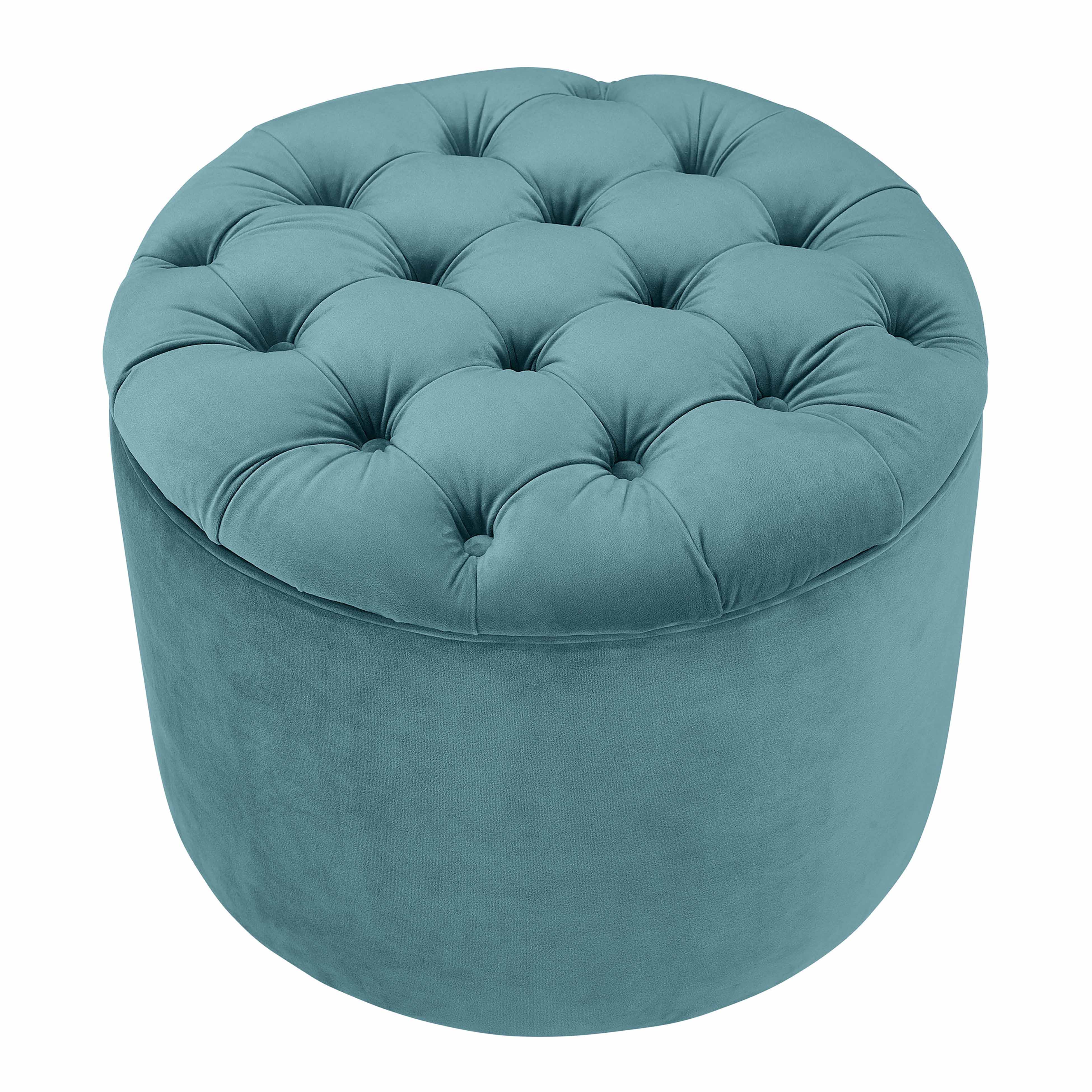 Queen Performance Velvet Round Storage Ottoman