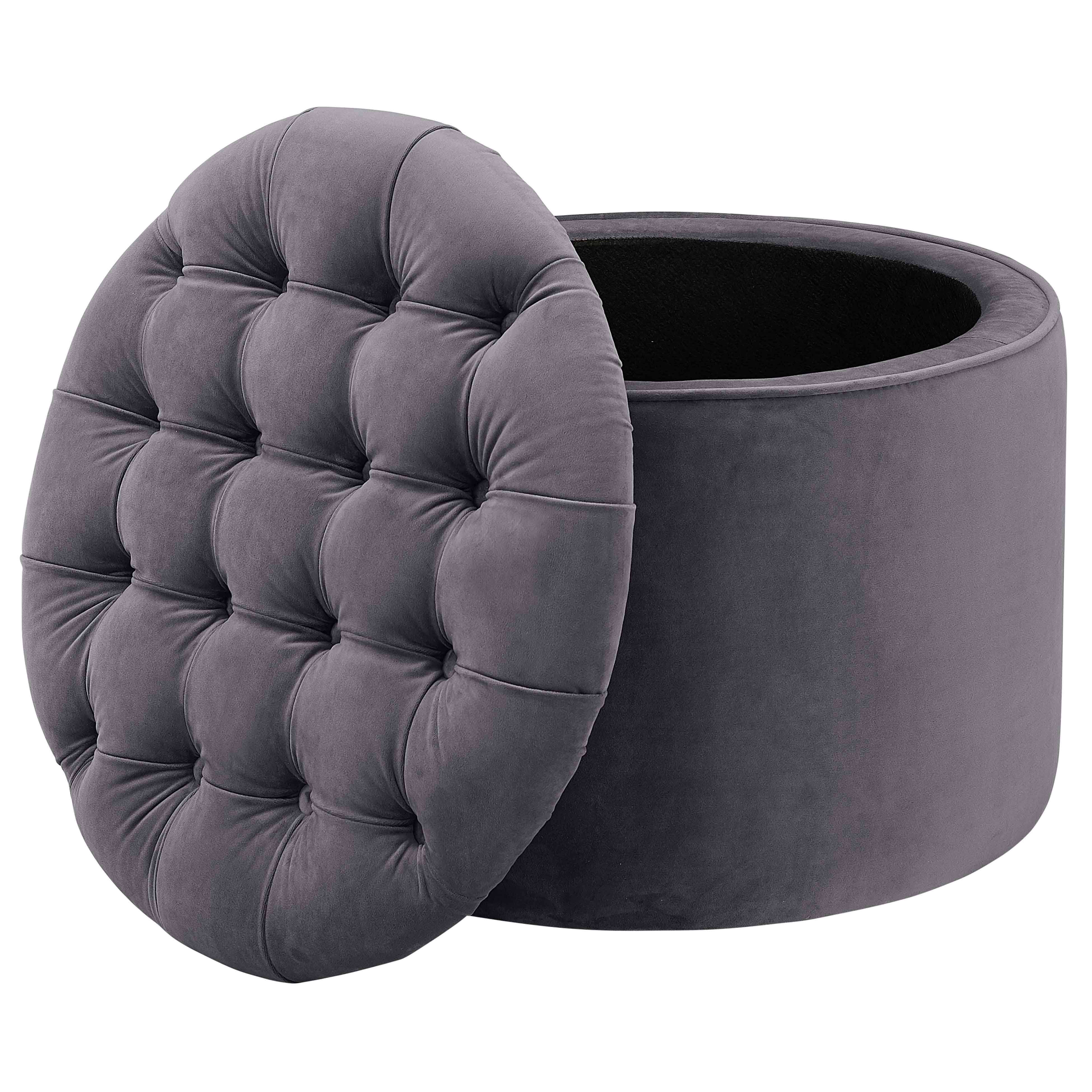 Queen Performance Velvet Round Storage Ottoman