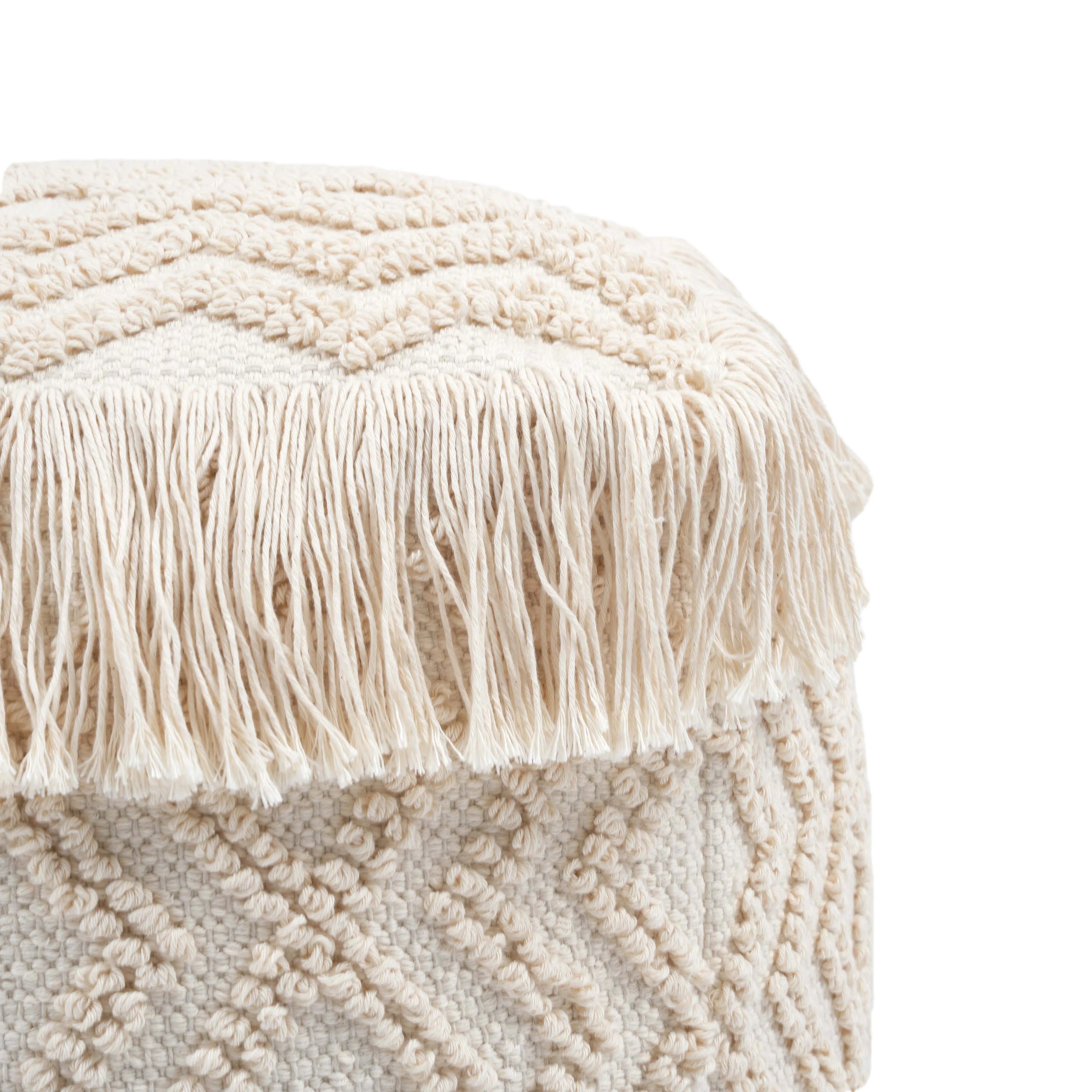 Inca Cream Cotton Pouf