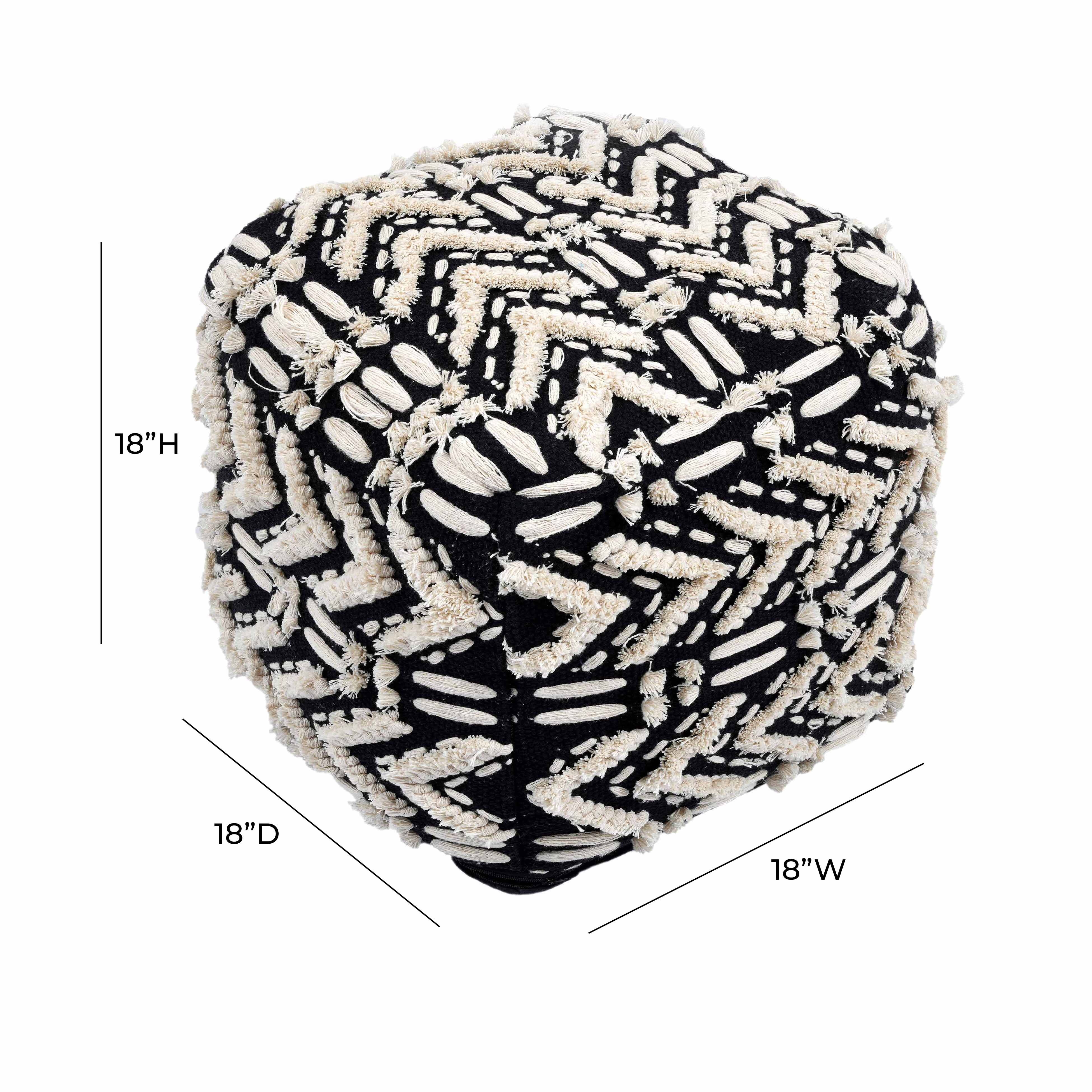 Mariel Black Cotton Pouf