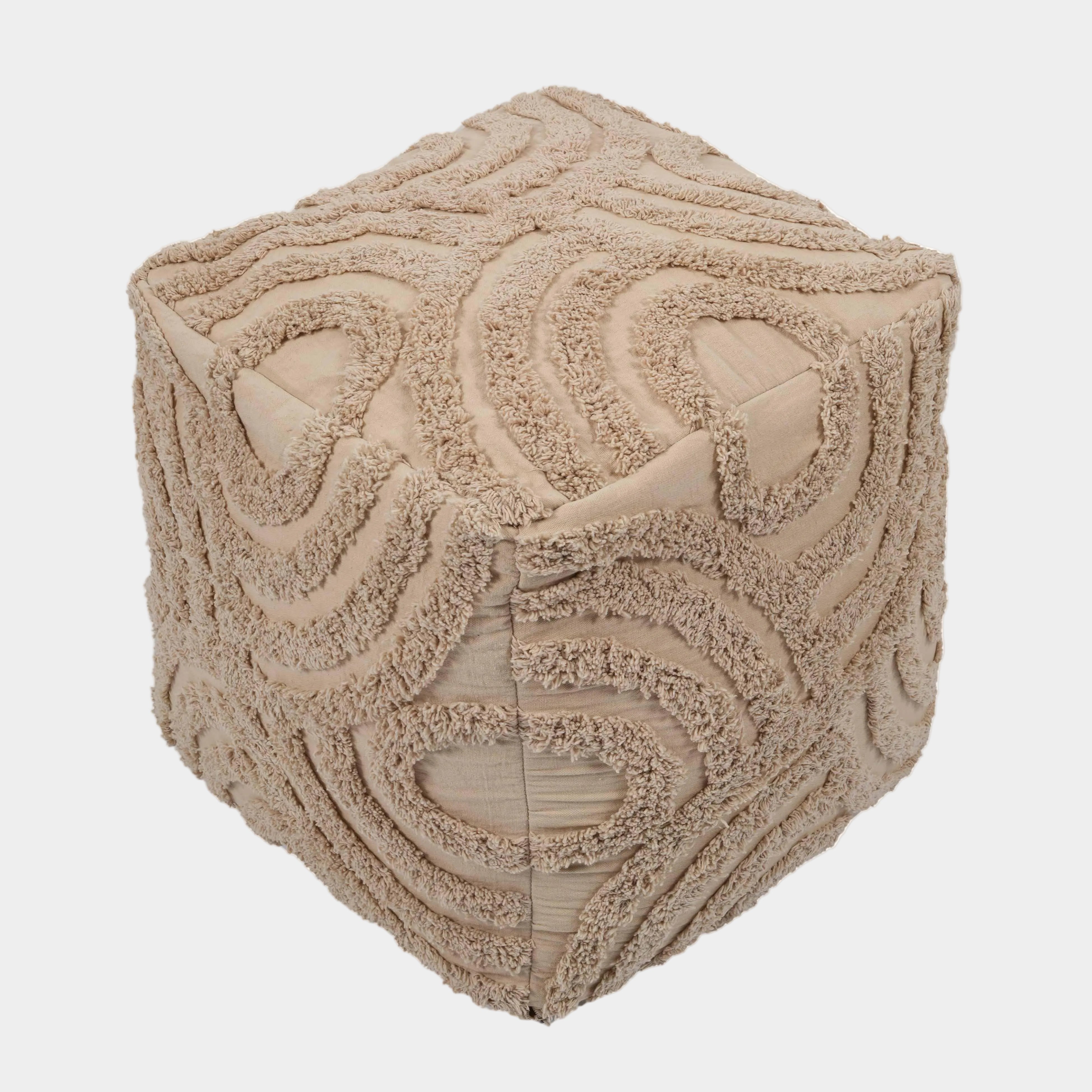 Miranda Beige Knitted Pouf