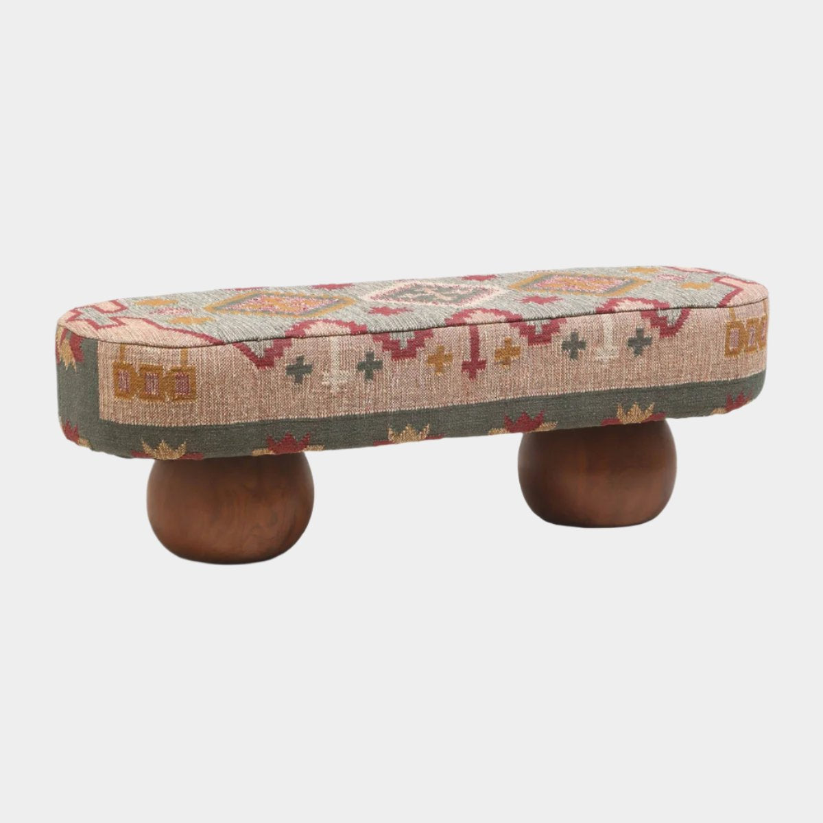 Banc rembourré en laine texturée Rizi