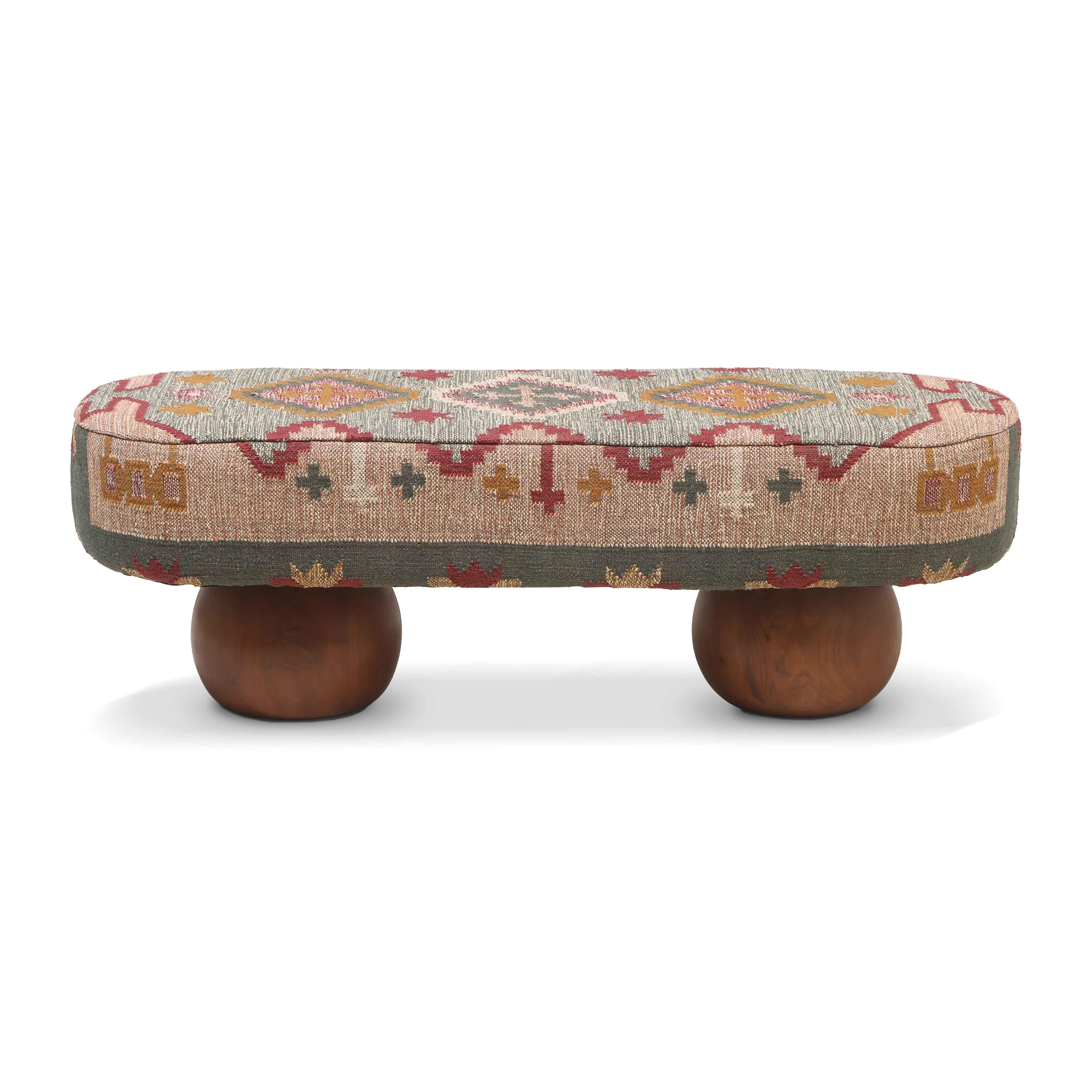 Rizi 53" Textured Wool Upholstered Bench