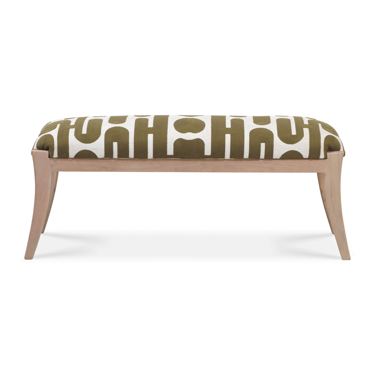 Banc brodé Arielle Olive et Blanc