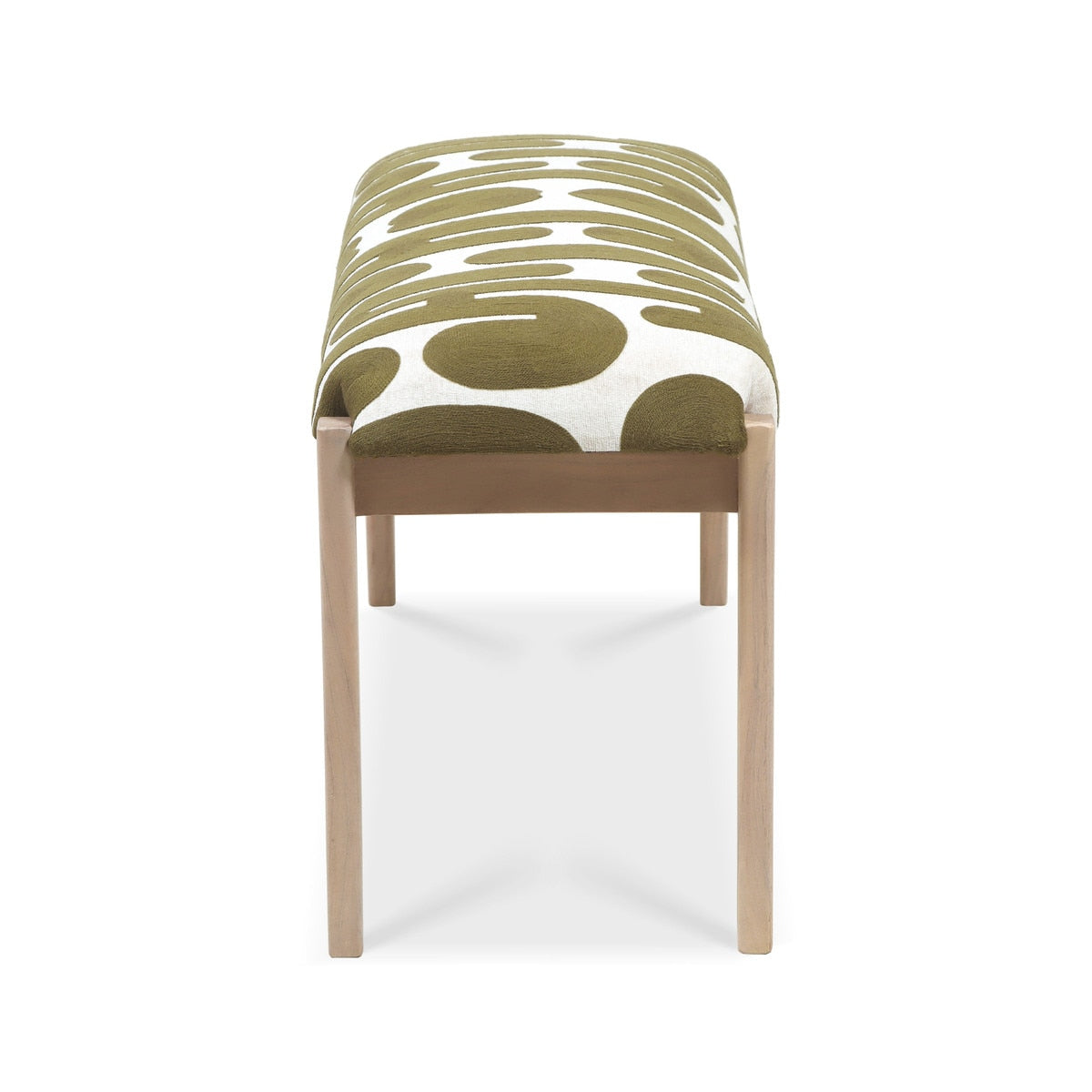 Banc brodé Arielle Olive et Blanc