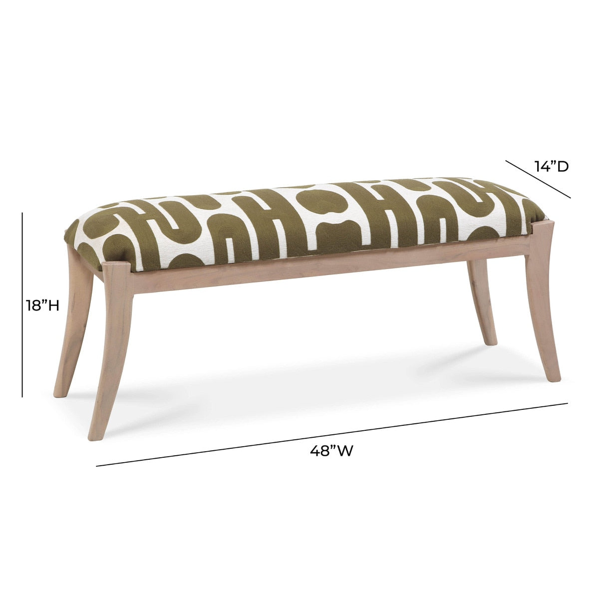 Banc brodé Arielle Olive et Blanc
