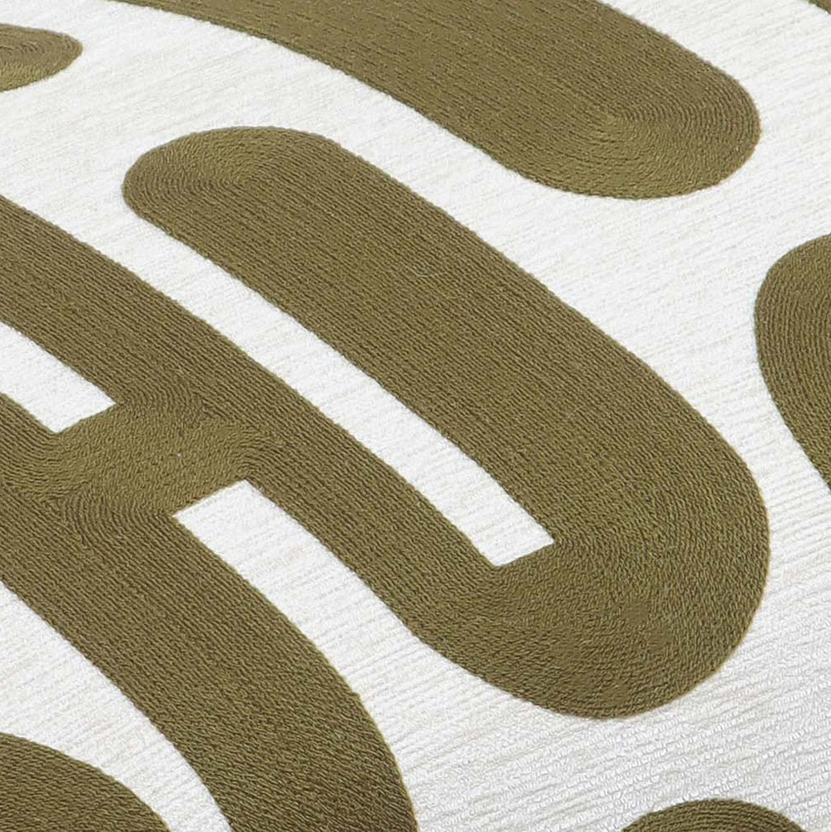 Banc brodé Arielle Olive et Blanc