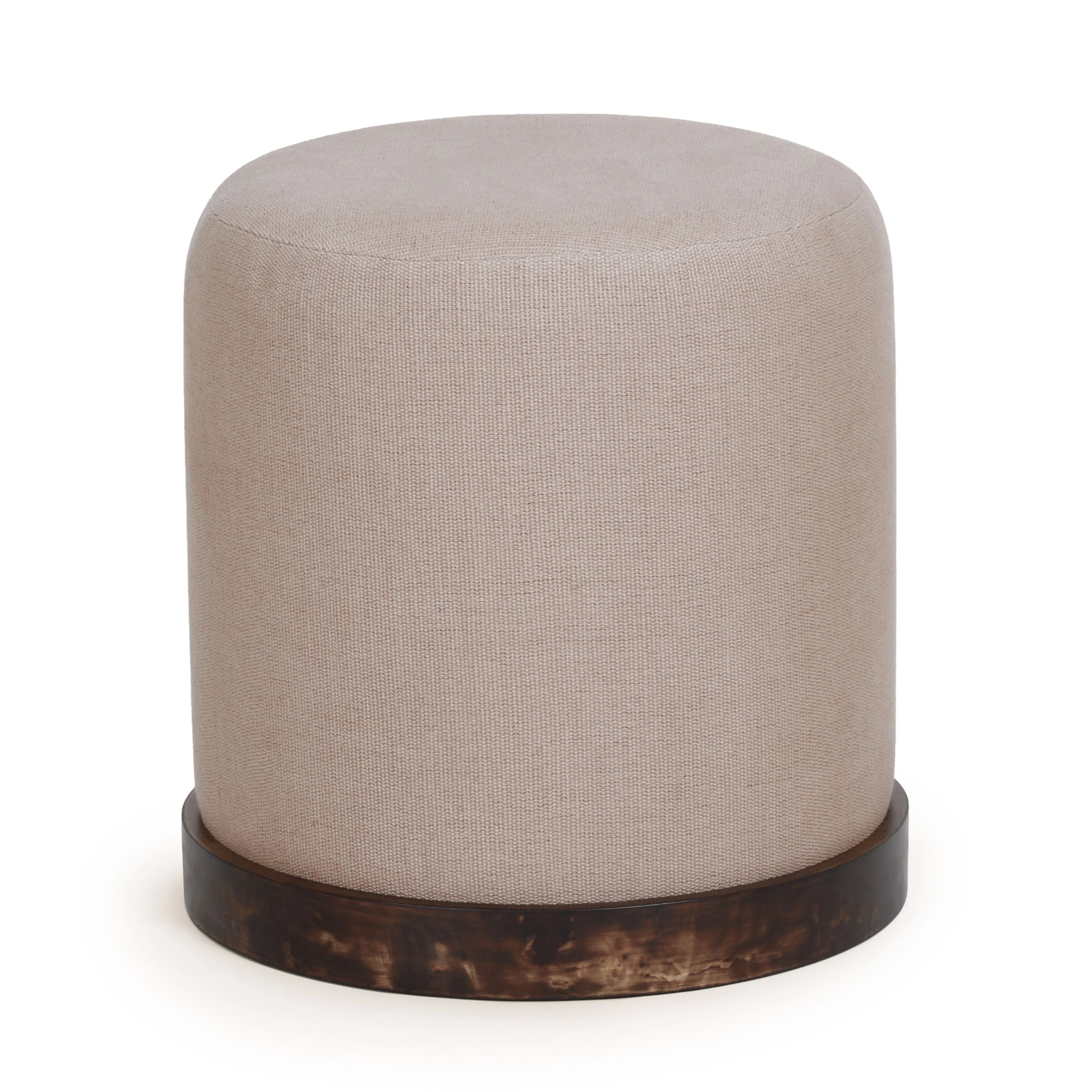 Como Burl and Cotton Jute Contract-Grade Accent Stool