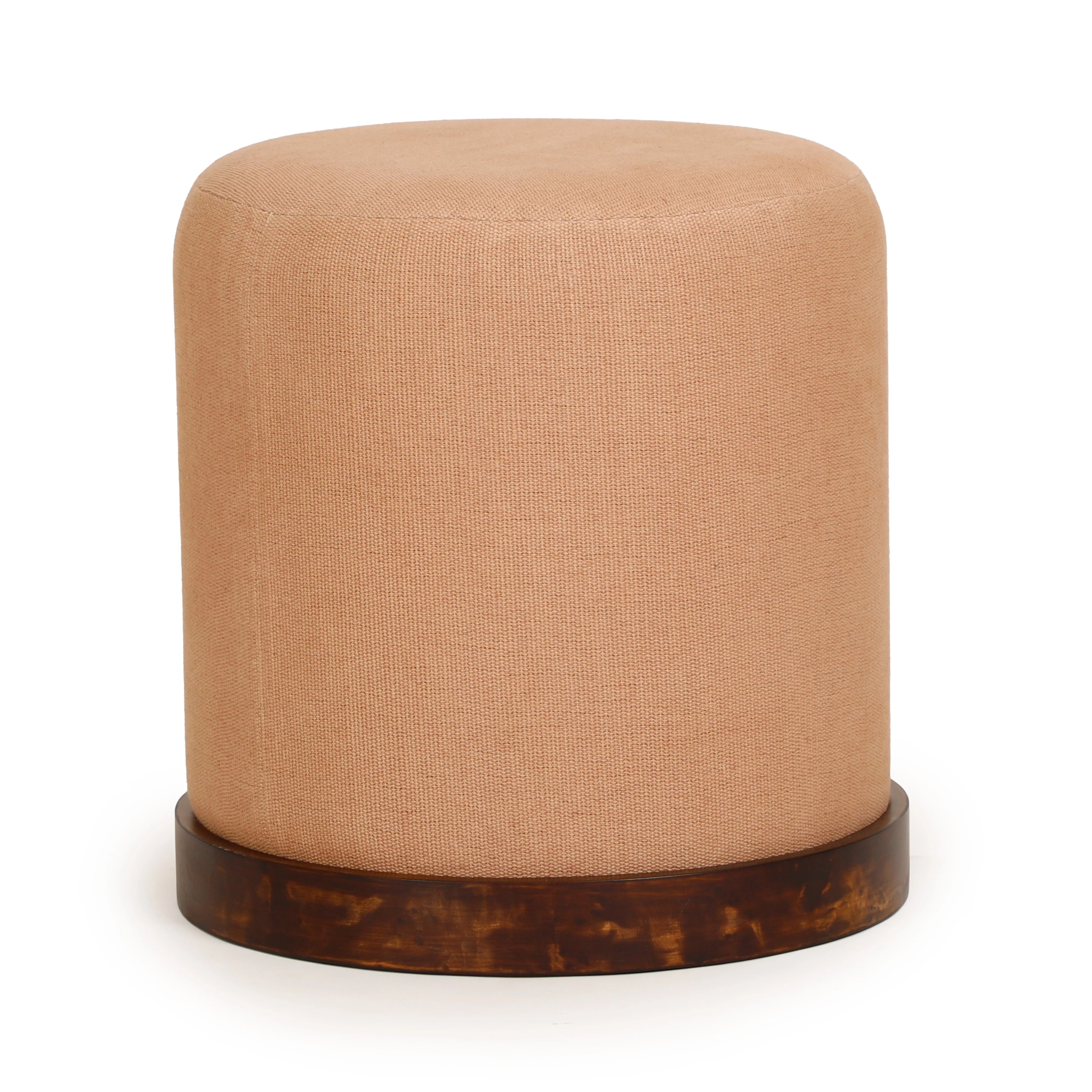 Como Burl and Cotton Jute Contract-Grade Accent Stool