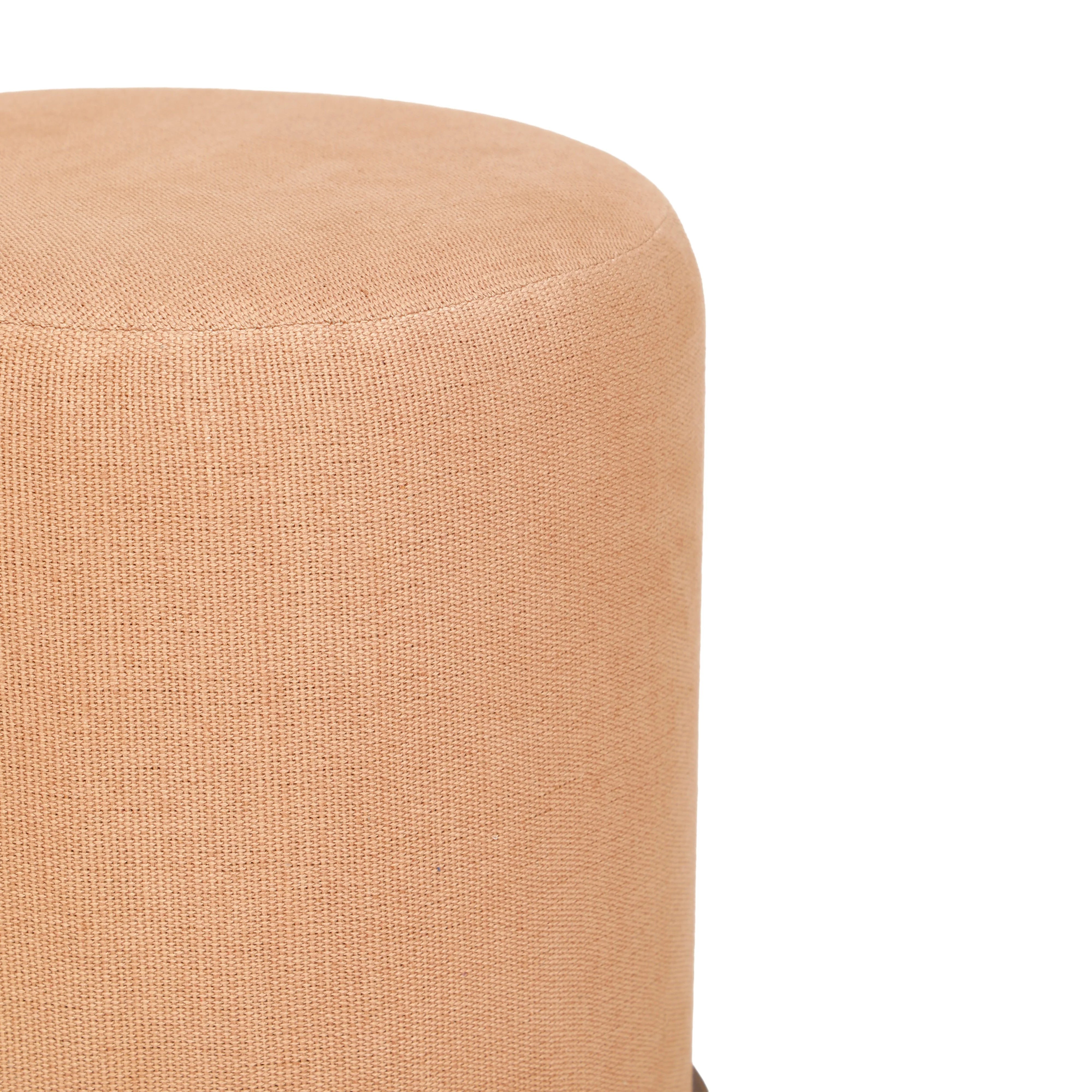 Como Burl and Cotton Jute Contract-Grade Accent Stool