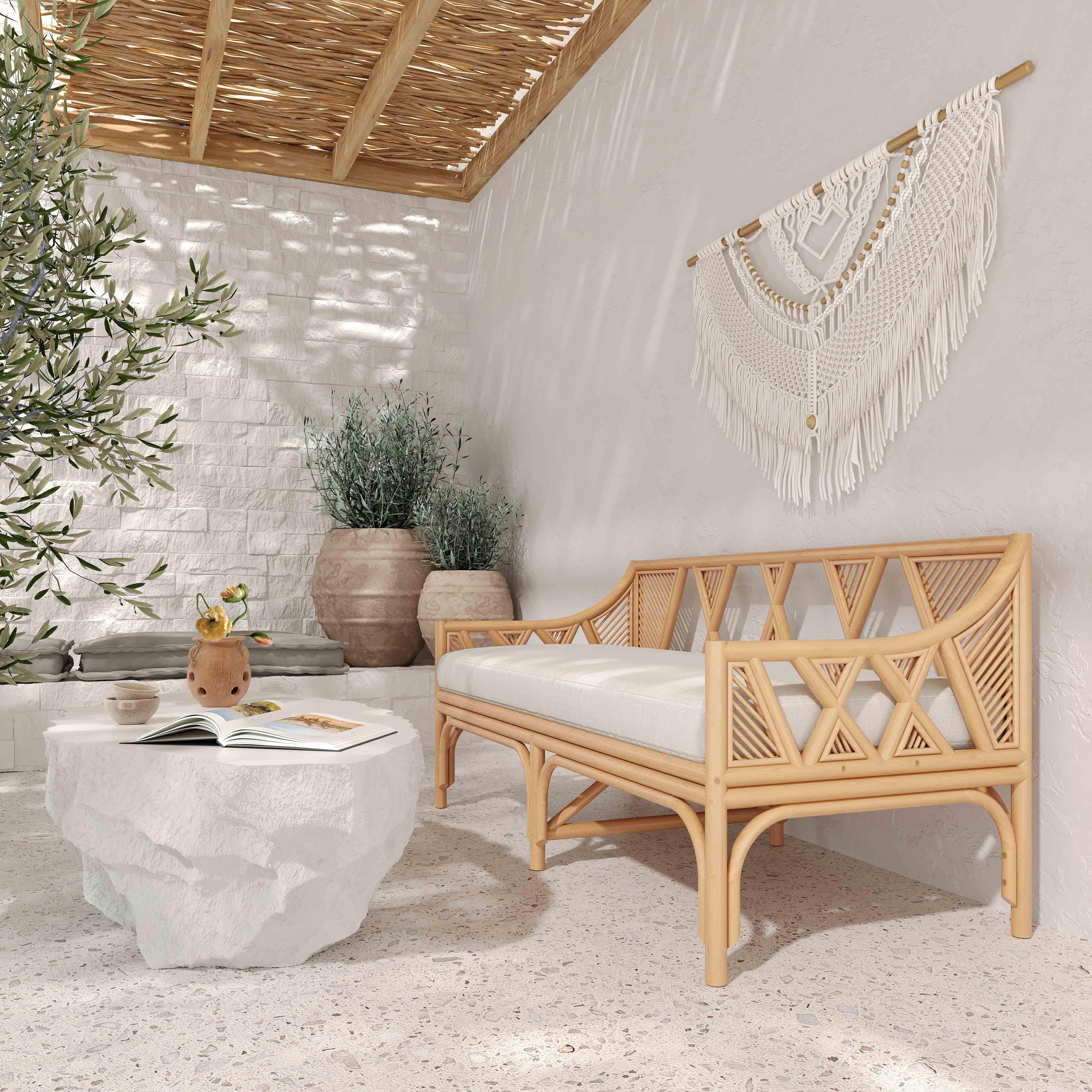 Jayla 54" Natural Rattan Bench