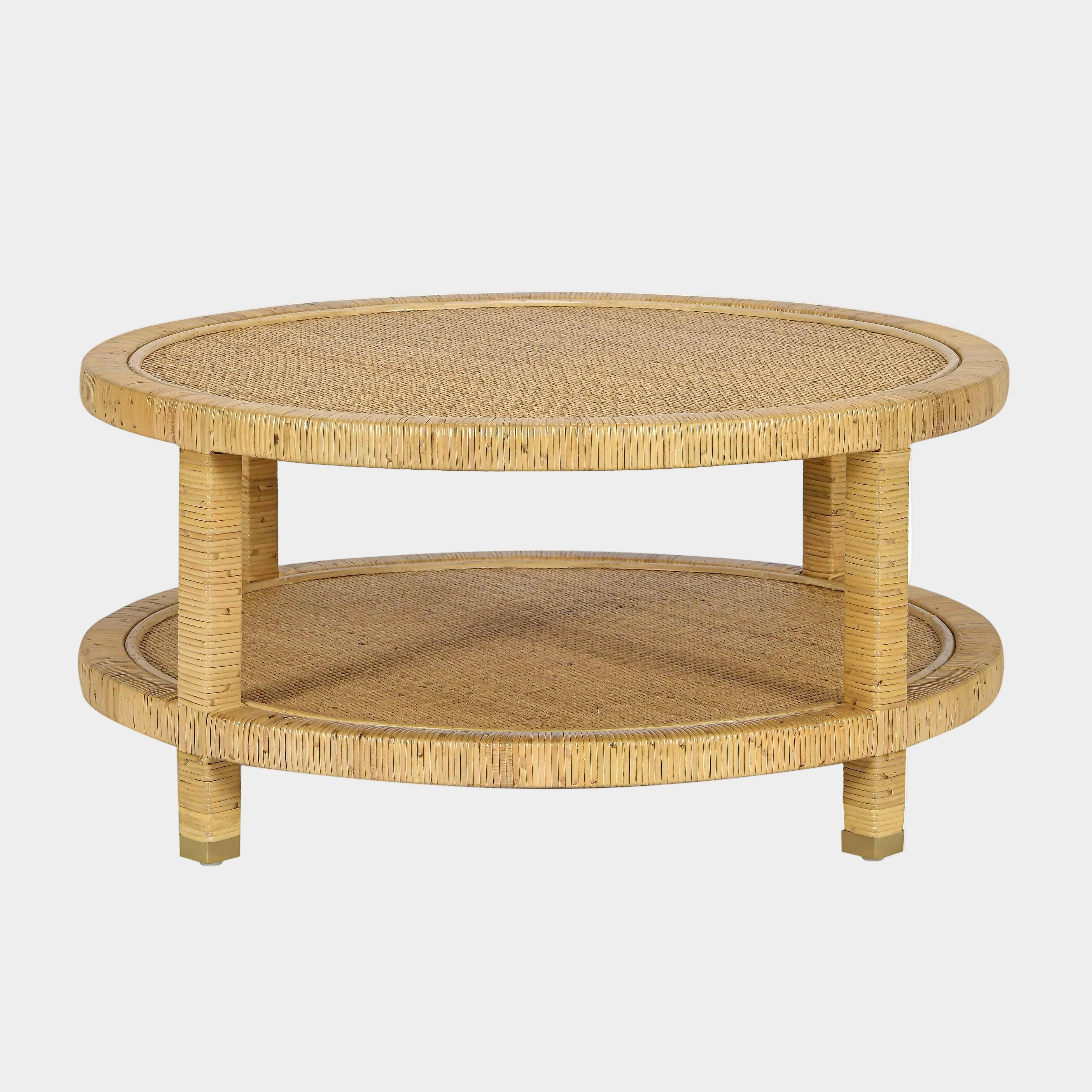 Amara 33" Natural Rattan Round Coffee Table