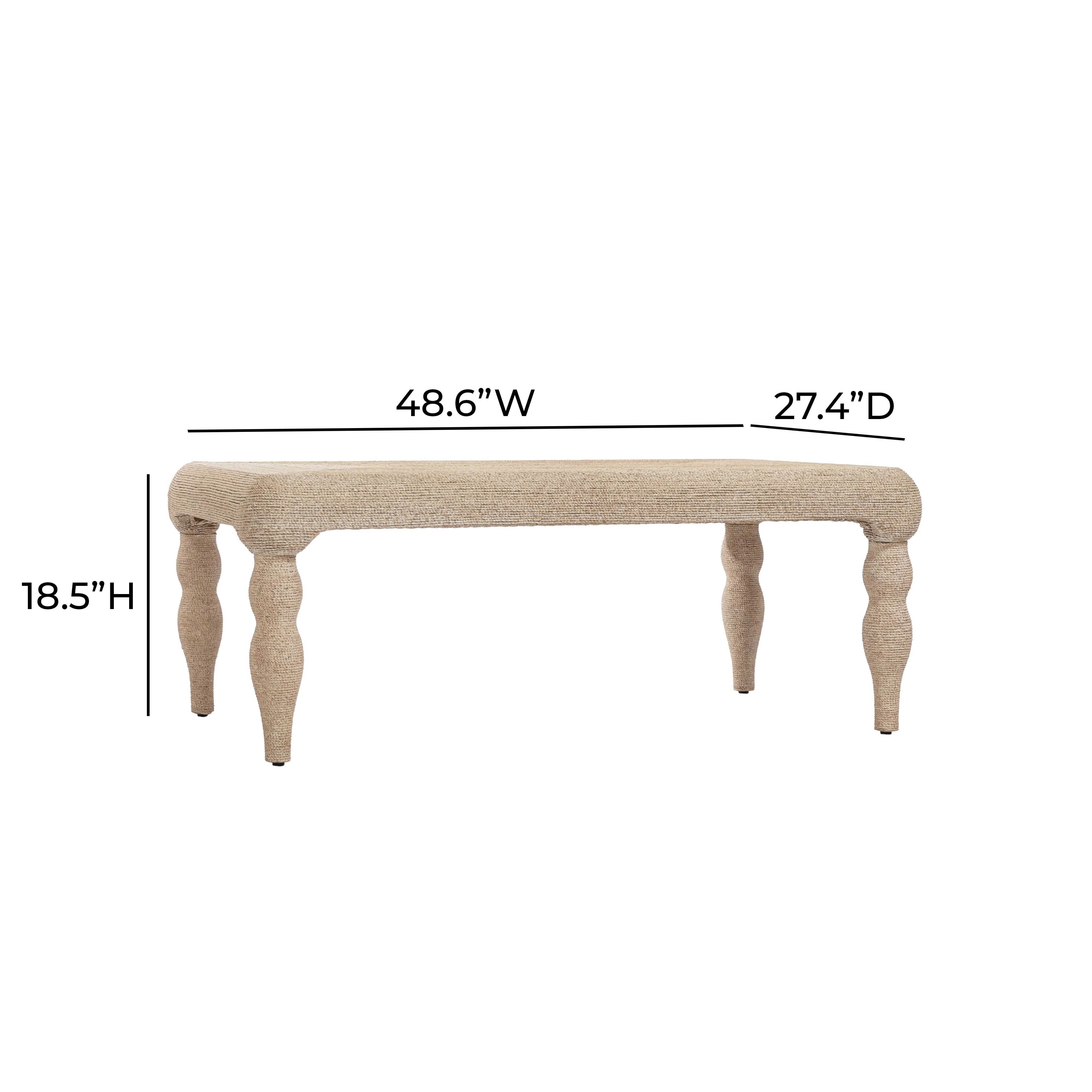 Vicky 49" Natural Woven Seagrass Rectangular Coffee Table