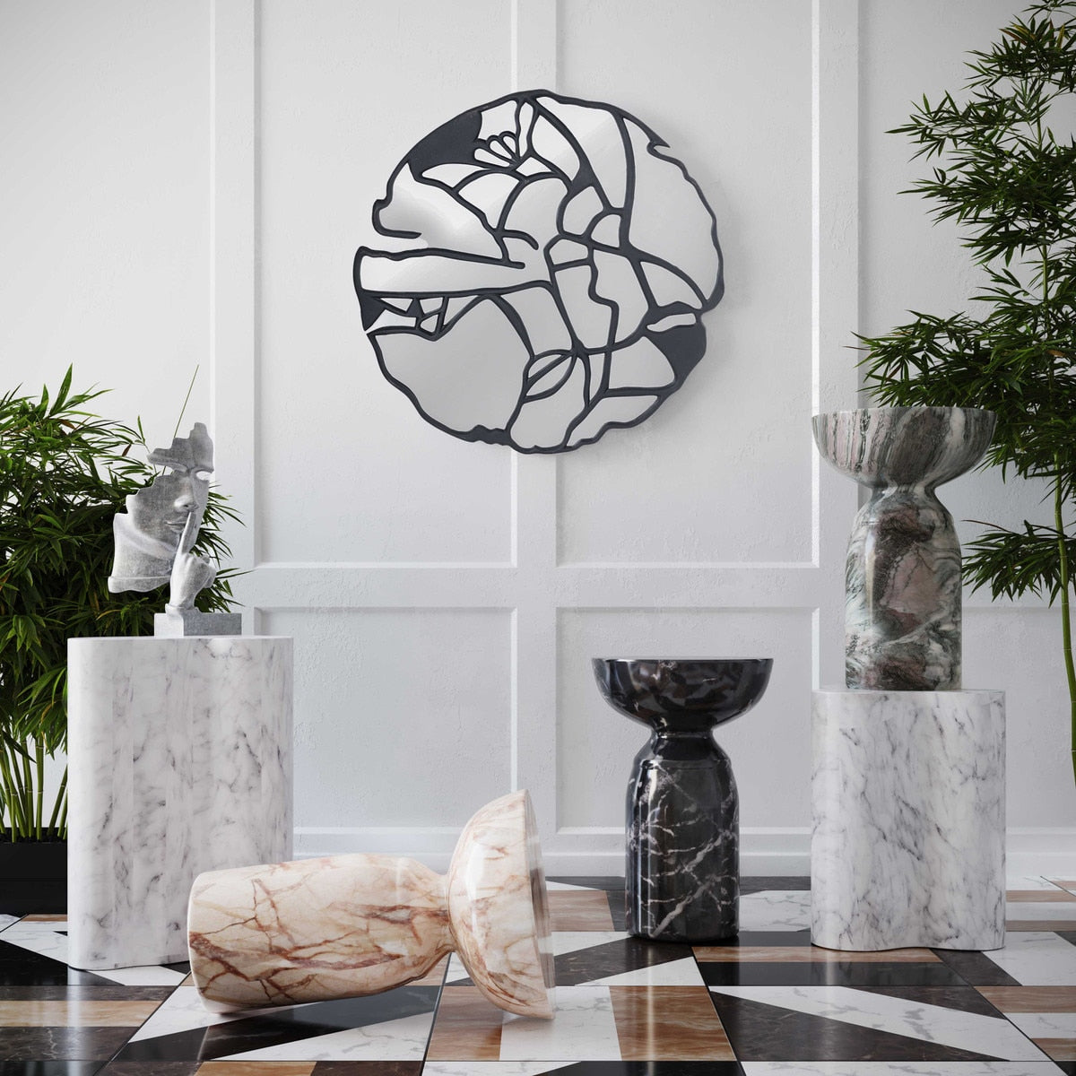 Table d'appoint courte en marbre