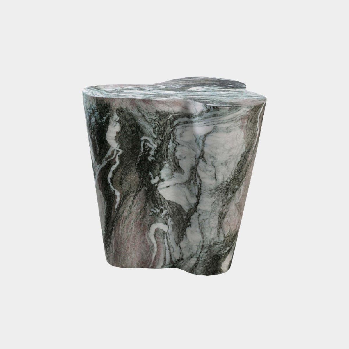 Table d'appoint courte en faux marbre gris/rose