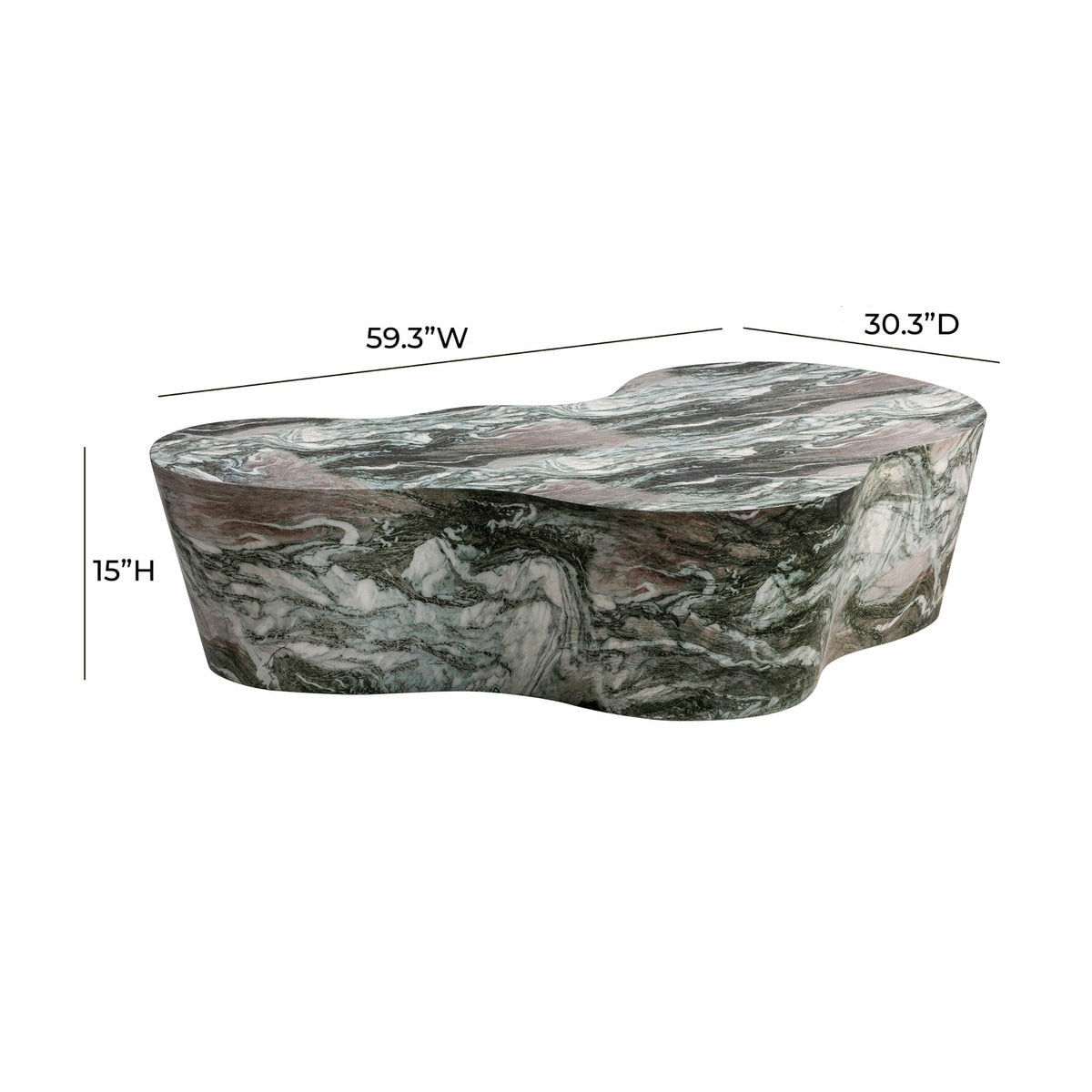Table basse en faux marbre gris/rose