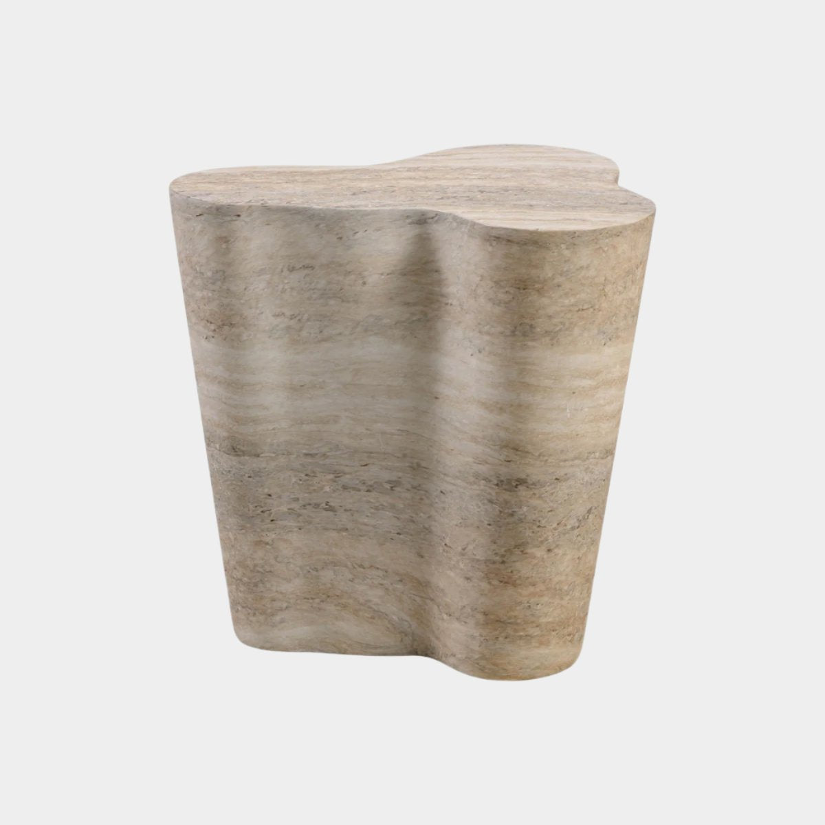 Table d'appoint courte en faux travertin
