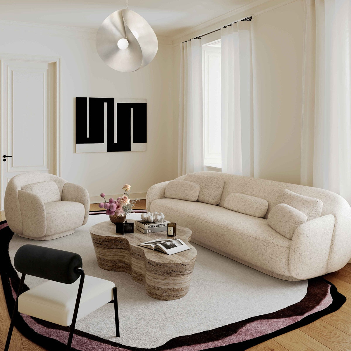 Table basse en faux travertin