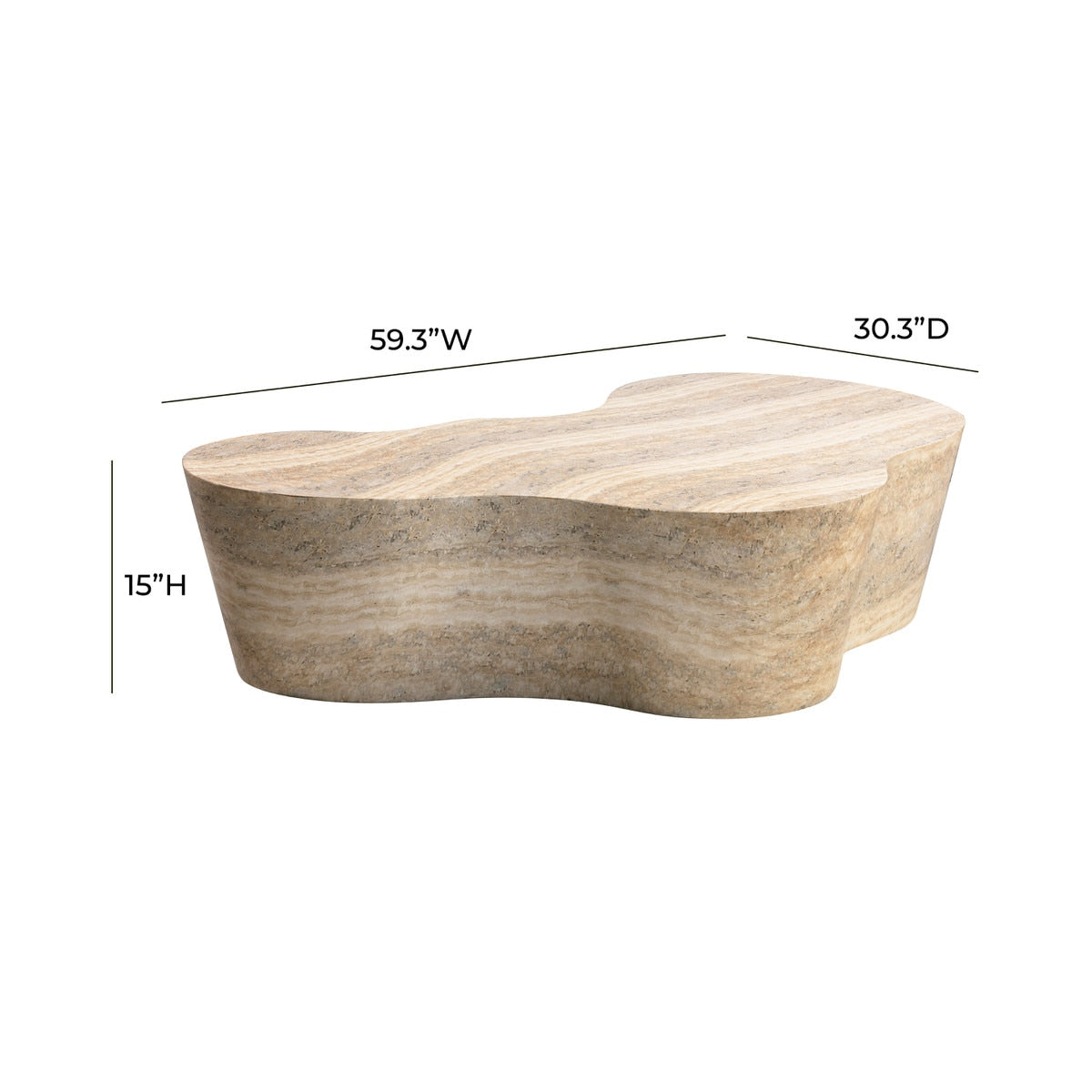 Table basse en faux travertin