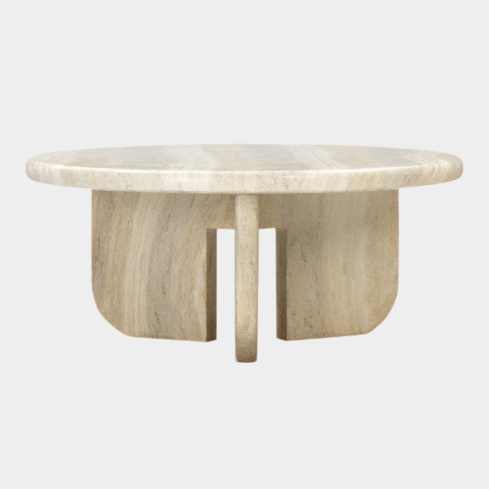 Patrizia Faux Travertine Concrete Indoor / Outdoor Round Coffee Table