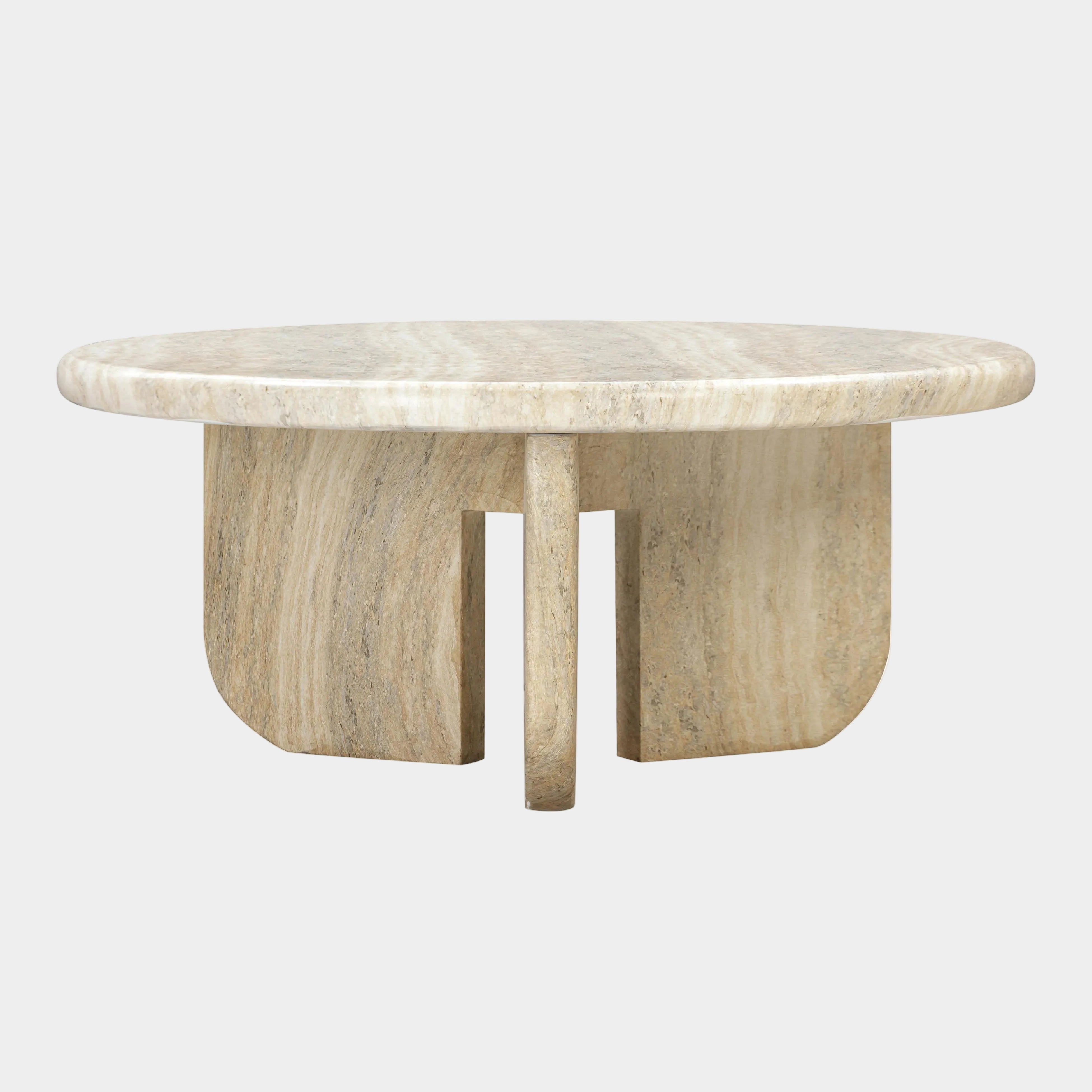 Patrizia 36" Faux Travertine Concrete Indoor / Outdoor Round Coffee Table