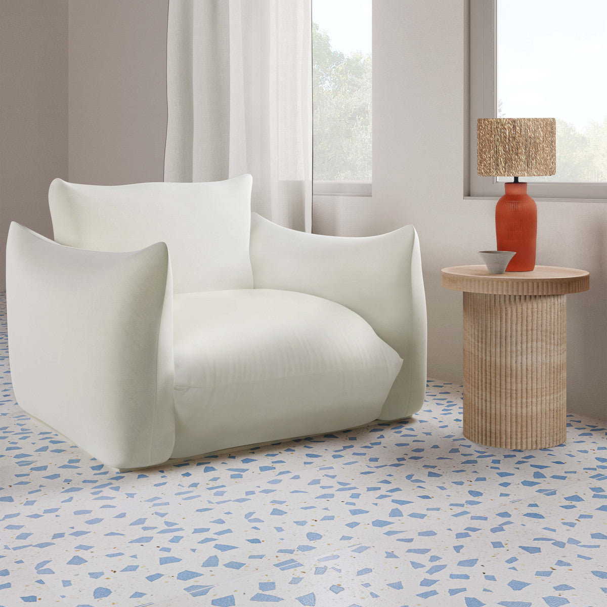 Table d'appoint d'intérieur/extérieur en faux béton travertin Darcy