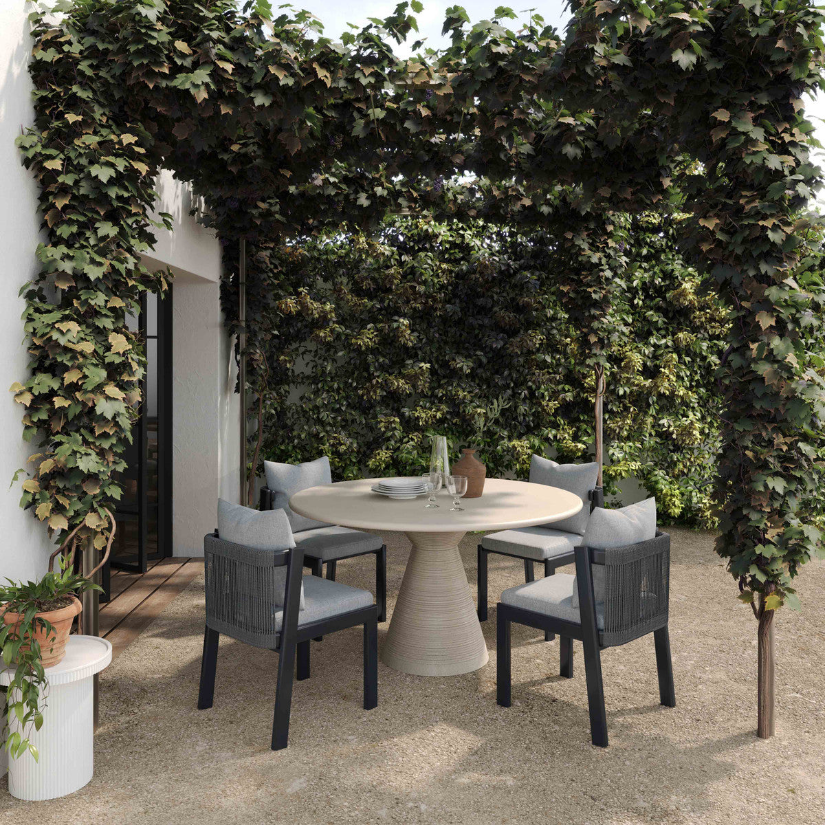 Table d'appoint d'intérieur/extérieur en béton blanc Darcy